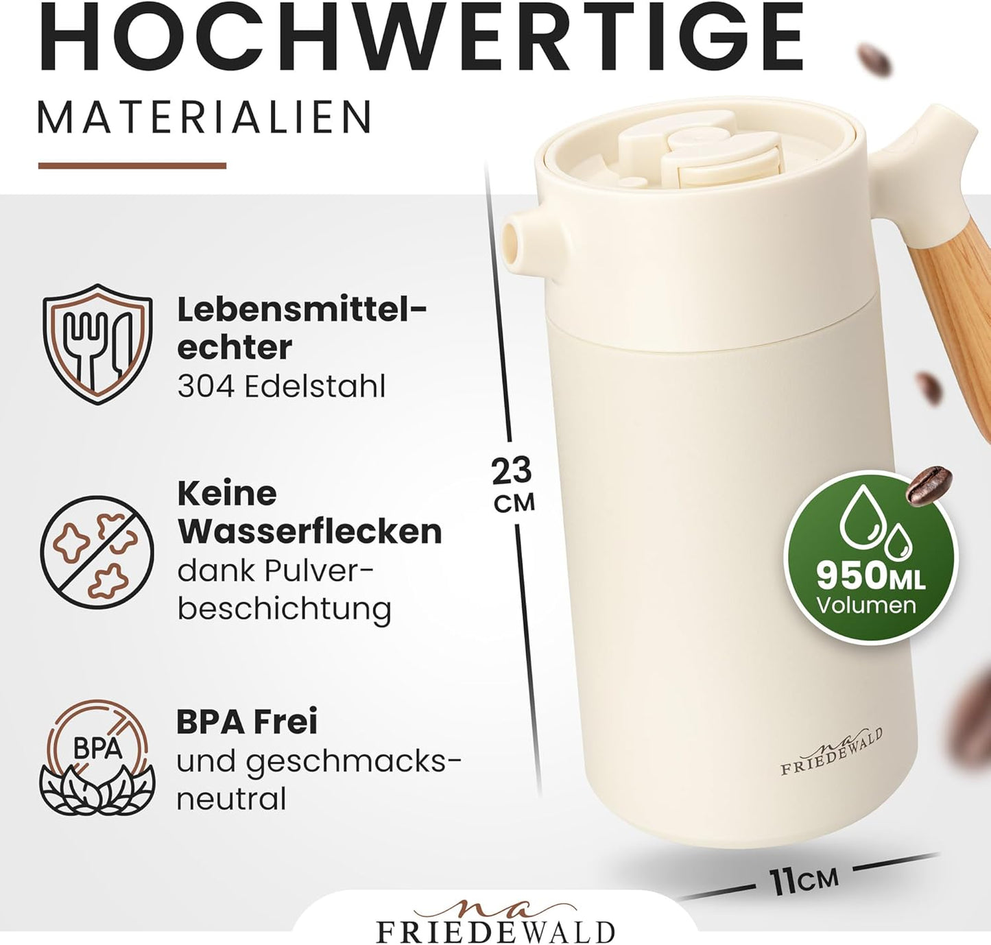 Thermo French Press für Kaffee & Tee, Creme-beige