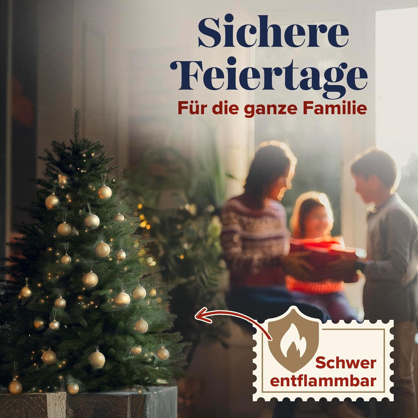 Künstlicher Weihnachtsbaum 90 cm mit Holzständer, 90 cm