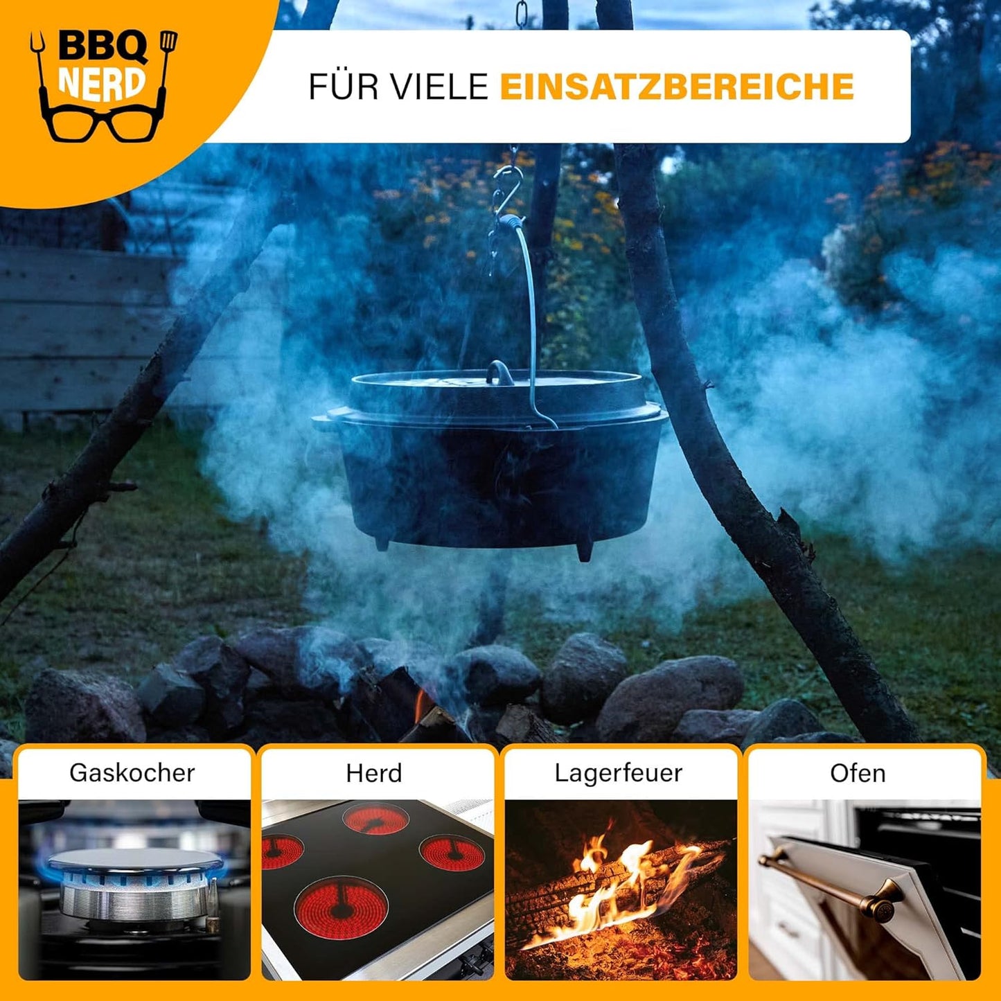 Dutch Oven Starter mit Deckelheber, "Starter" Topf mit Füssen / 3,1 Liter