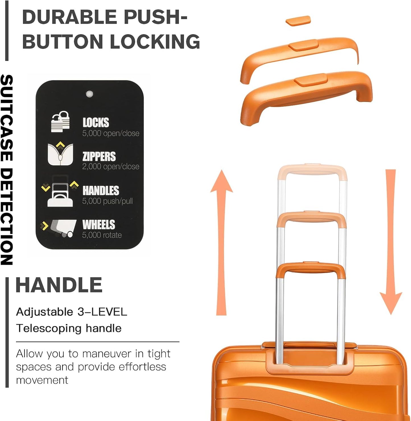 Handgepäckkoffer mit TSA-Schloss, Orange Handgepäck Koffer