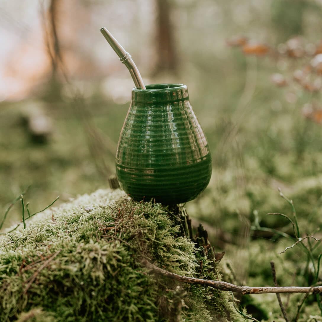 Mate Tee Set mit Bechern und Bombillas, grün