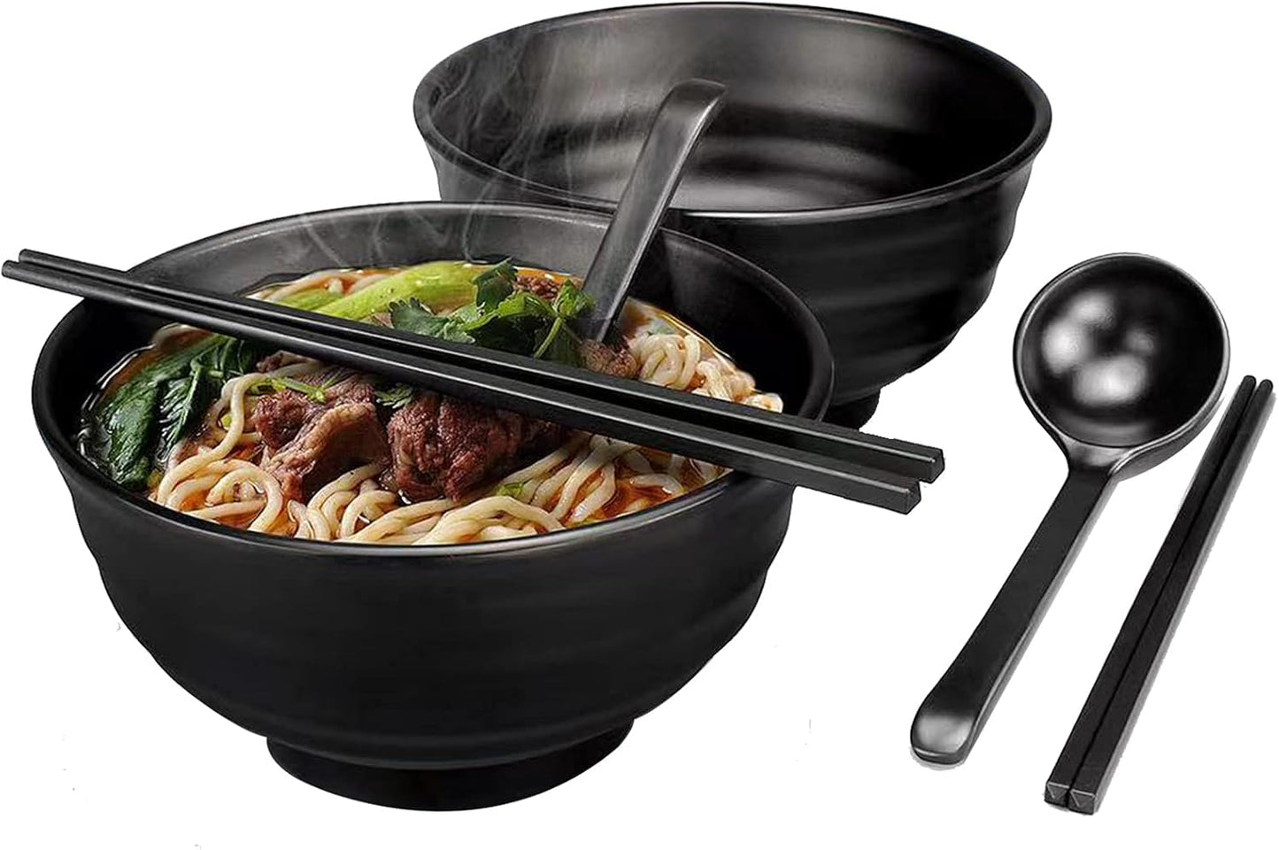 6-teiliges Ramen Schüssel Set mit Stäbchen & Löffel