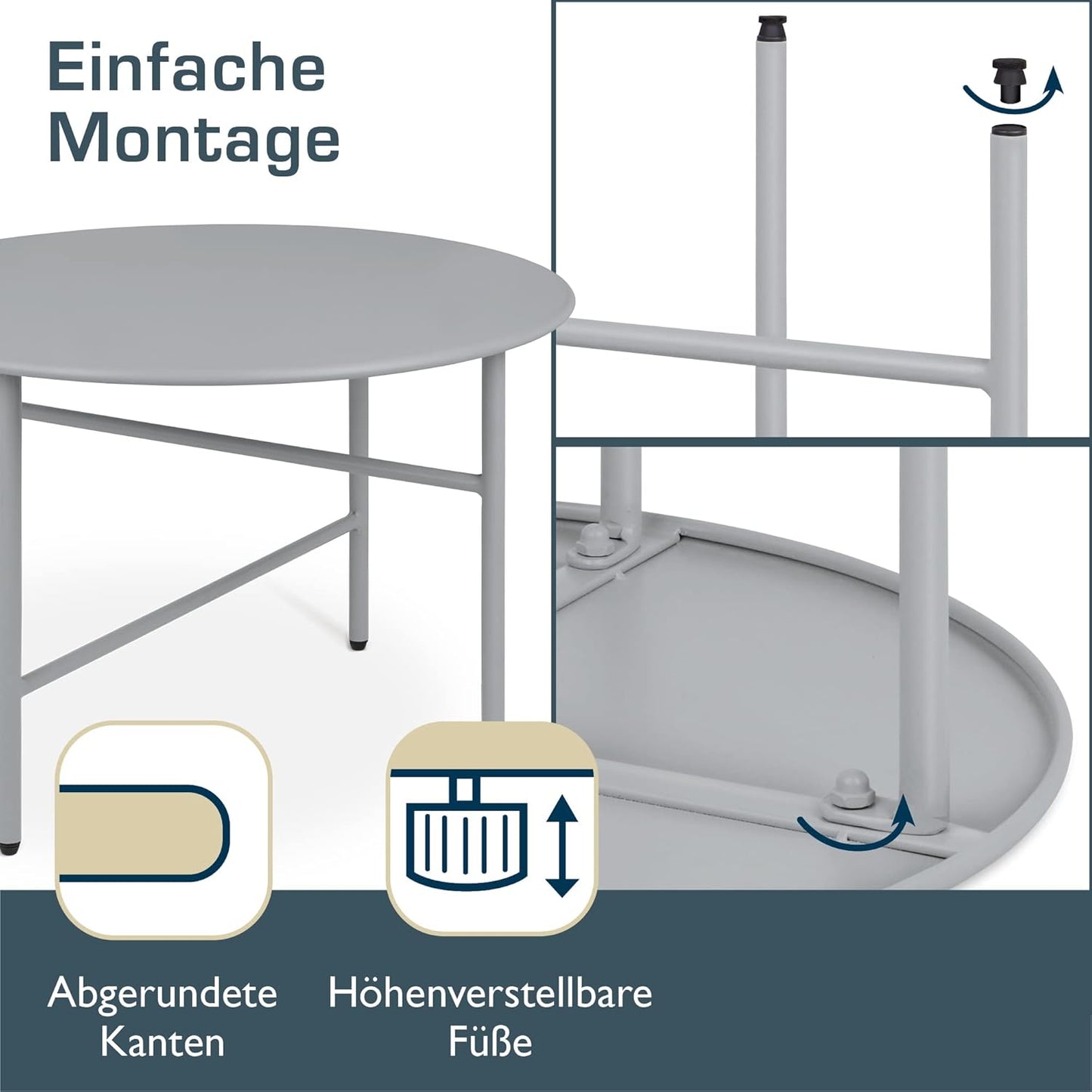 Beistelltisch Finn, Tischplatte: Ø 53cm - Höhe: 36cm Grau