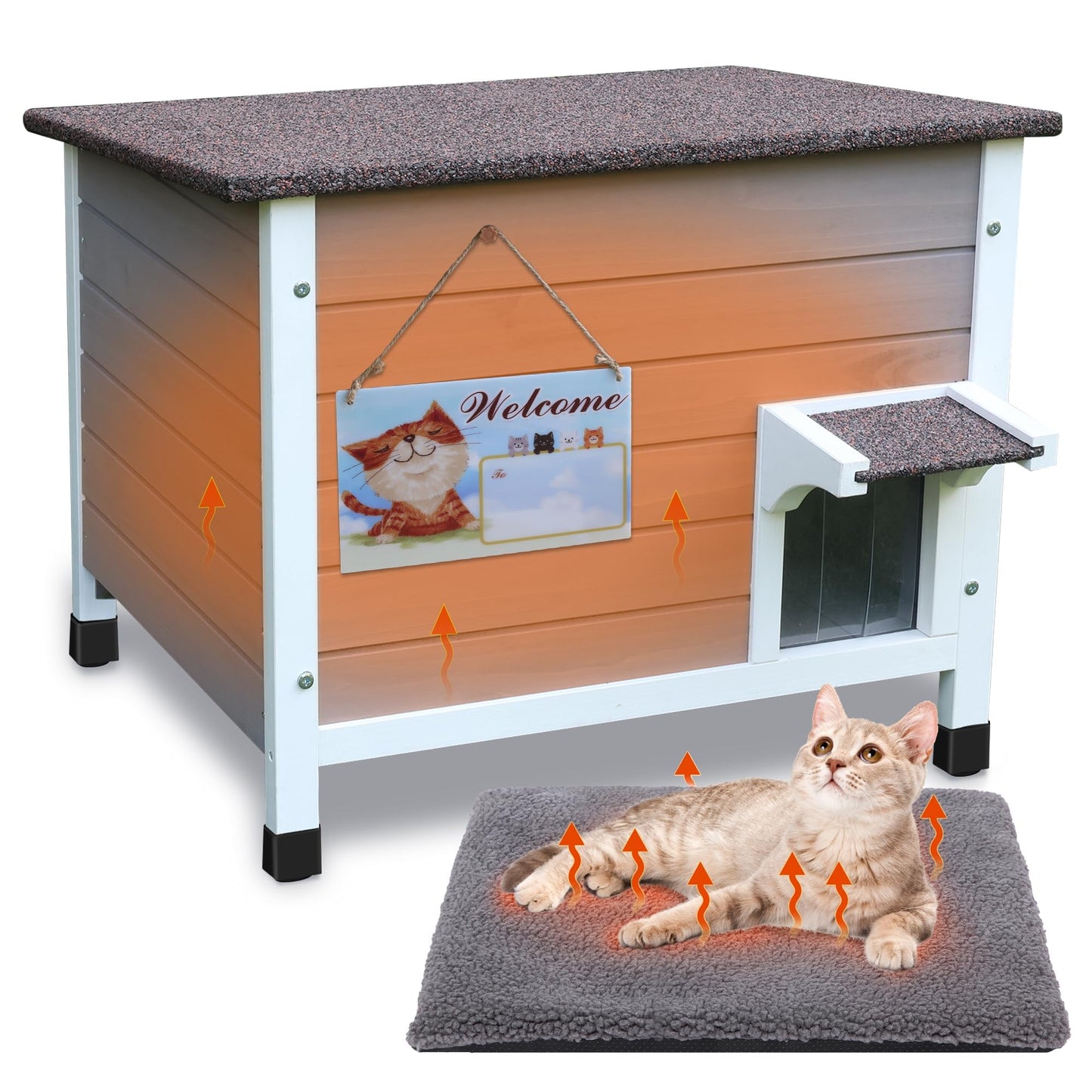Isoliertes Outdoor-Katzenhaus mit Matte, wetterfest, Häuser mit Matte