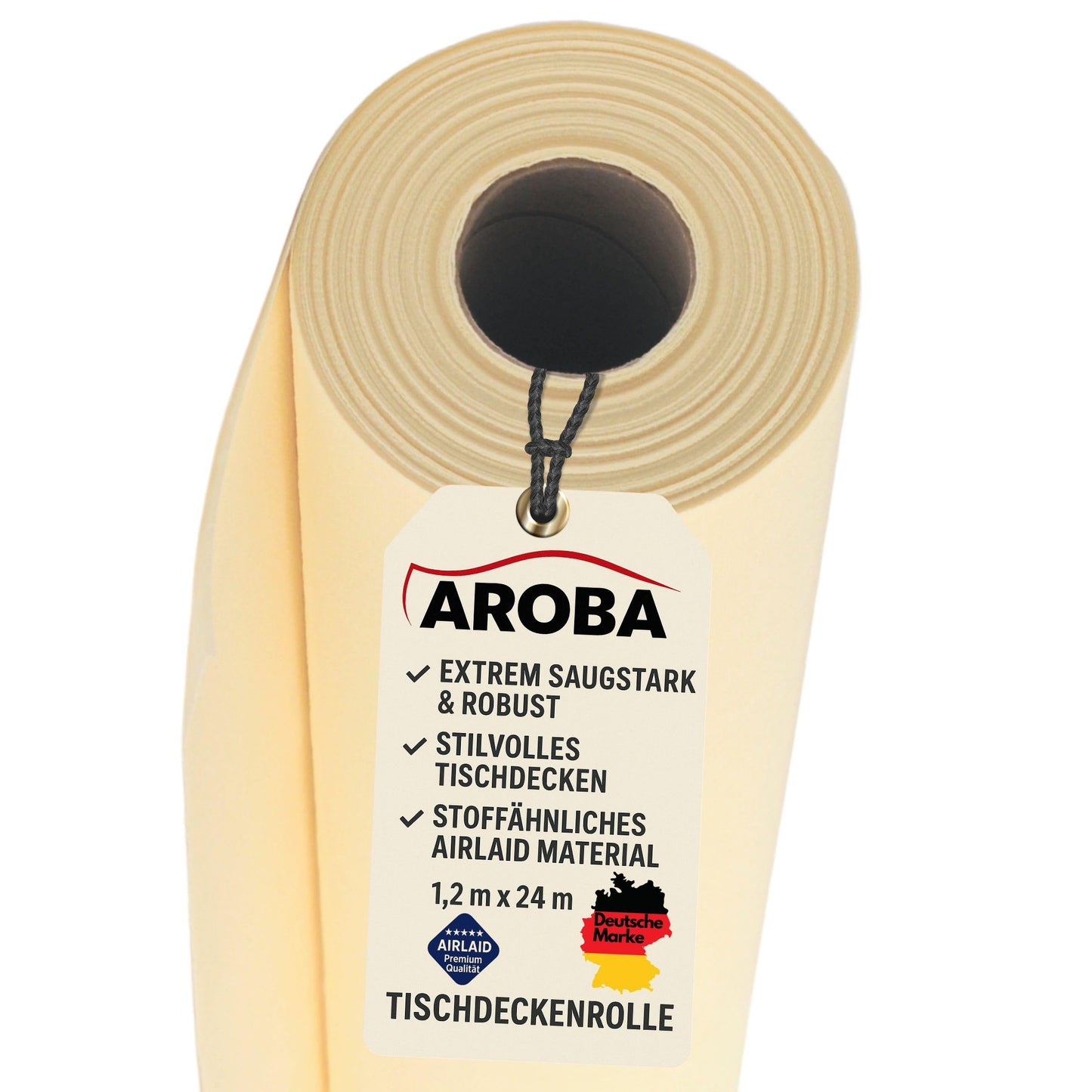 Airlaid Tischdeckenrolle, 2400 x 120 cm (Rechteckig) Beige
