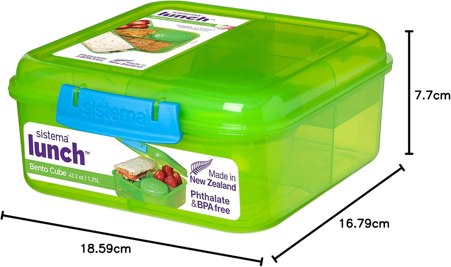 Bento Box TO GO mit Fächern, 1,25 l Gemischte Farben (Einfarbig)