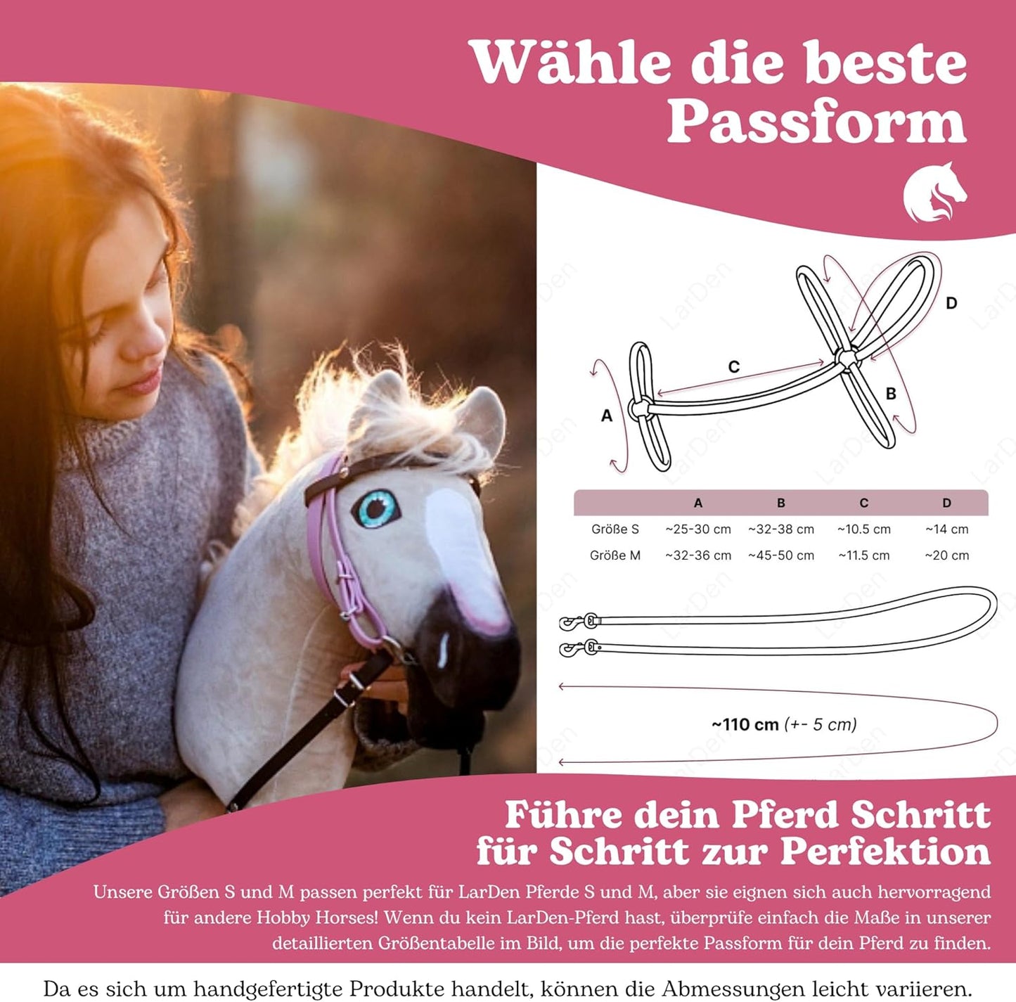 Hobby Horse Trense mit Zügeln, Schwarz Medium