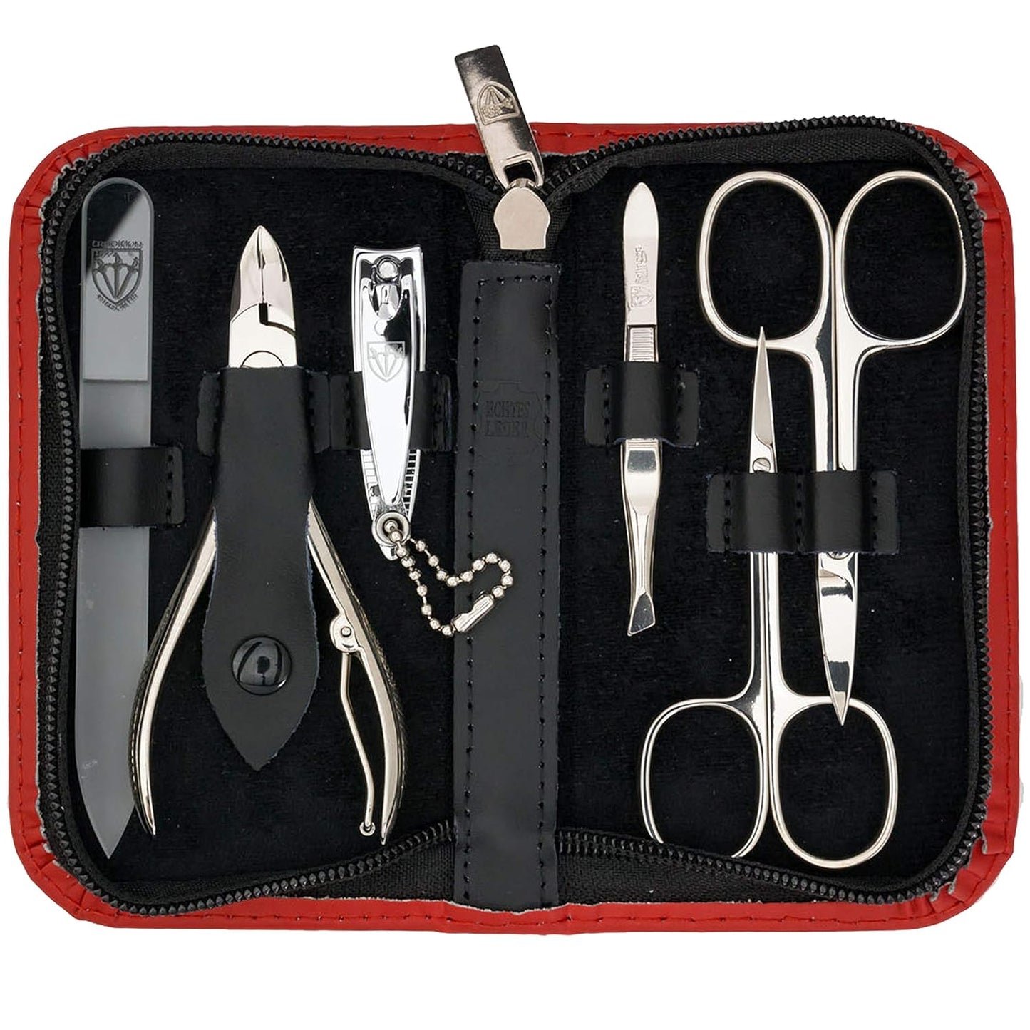 6-teiliges Nagelset "Verona", ROT - ECHT LEDER