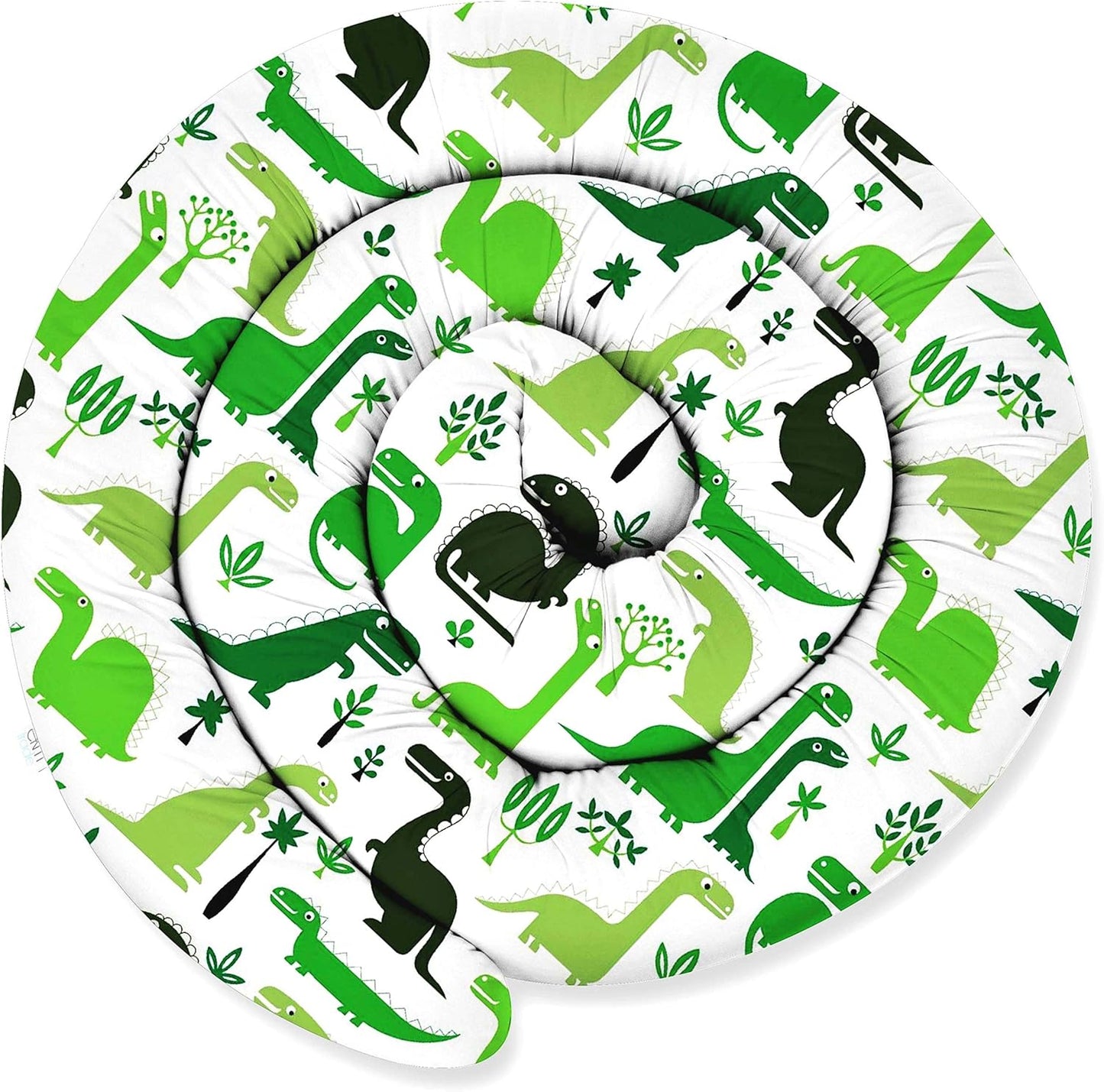 Bettschlange Dinosaurier für Allergiker, 300 cm, 43 – Weiss – Grüne Dinosaurier, 300 cm