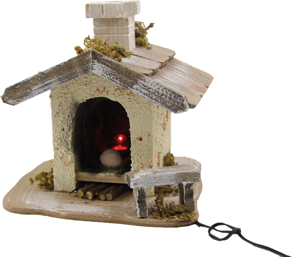 Krippenzubehör: Backhaus mit Licht, Geeigent für 10 - 12 Cm Figuren 20cm Höhe