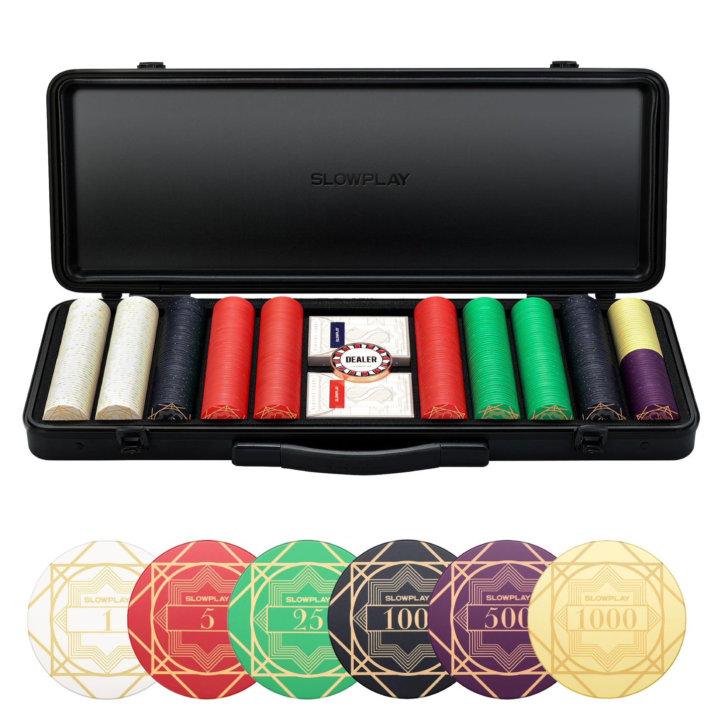 Nash 500 nummerierte Pokerchips mit Koffer, 500 Nummerierter Chipsatz 43 mm