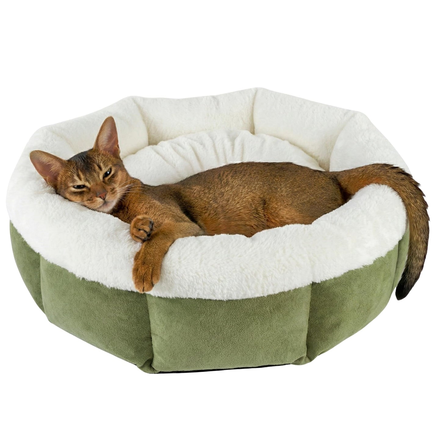 Flauschiges Katzenbett mit Wendekissen