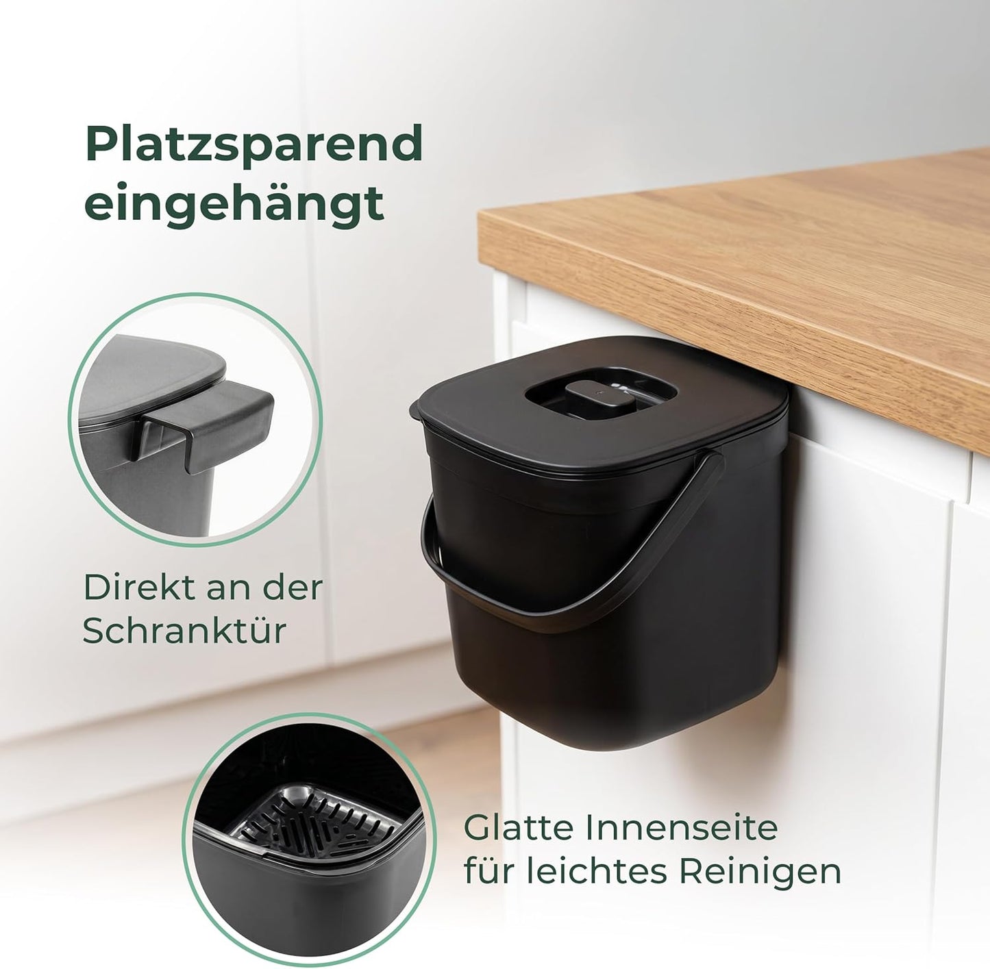 Bio-Tischmülleimer mit Sieb & Klappdeckel, 1