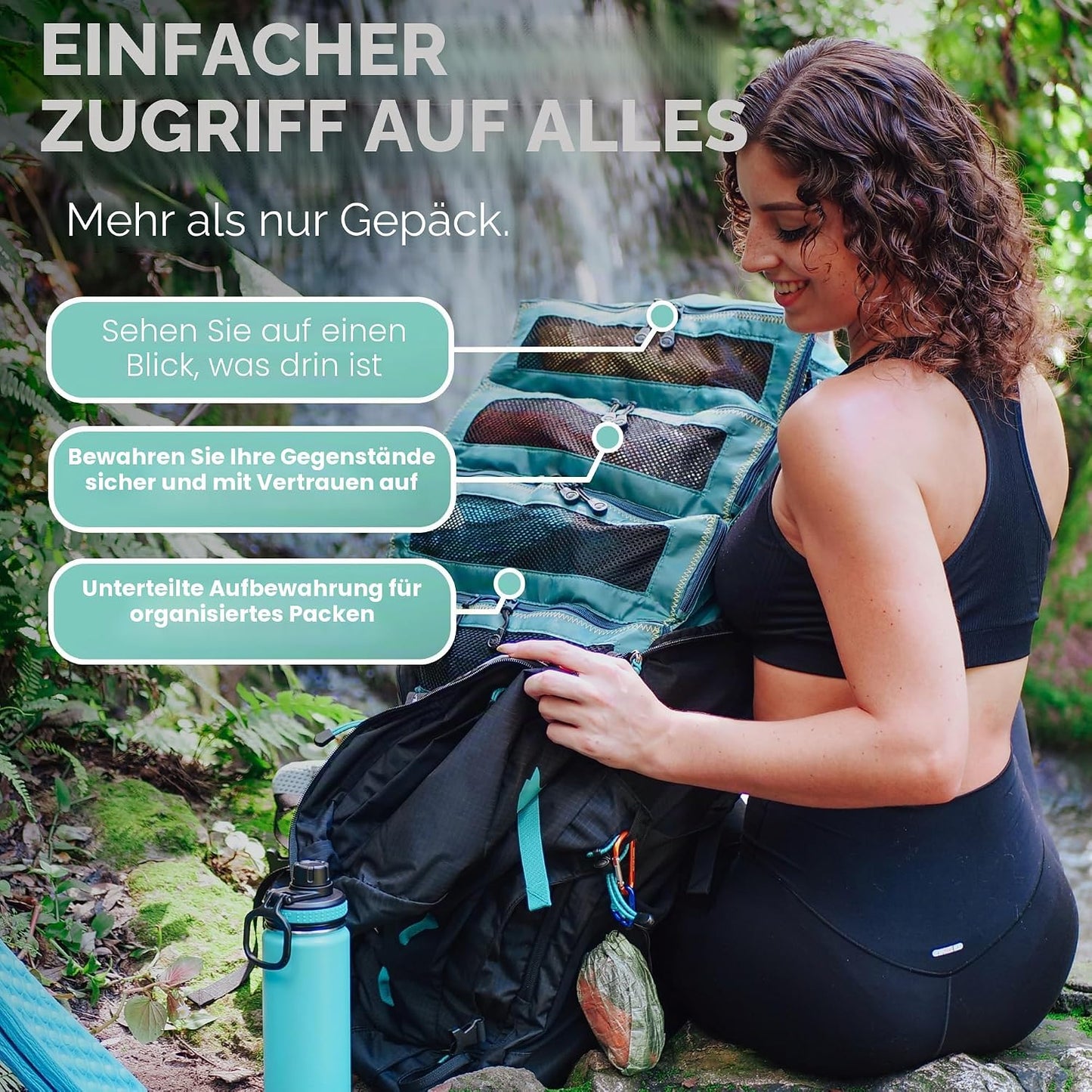 Koffer-Organizer zum Aufhängen, Medium (Carry-On) Schwarz