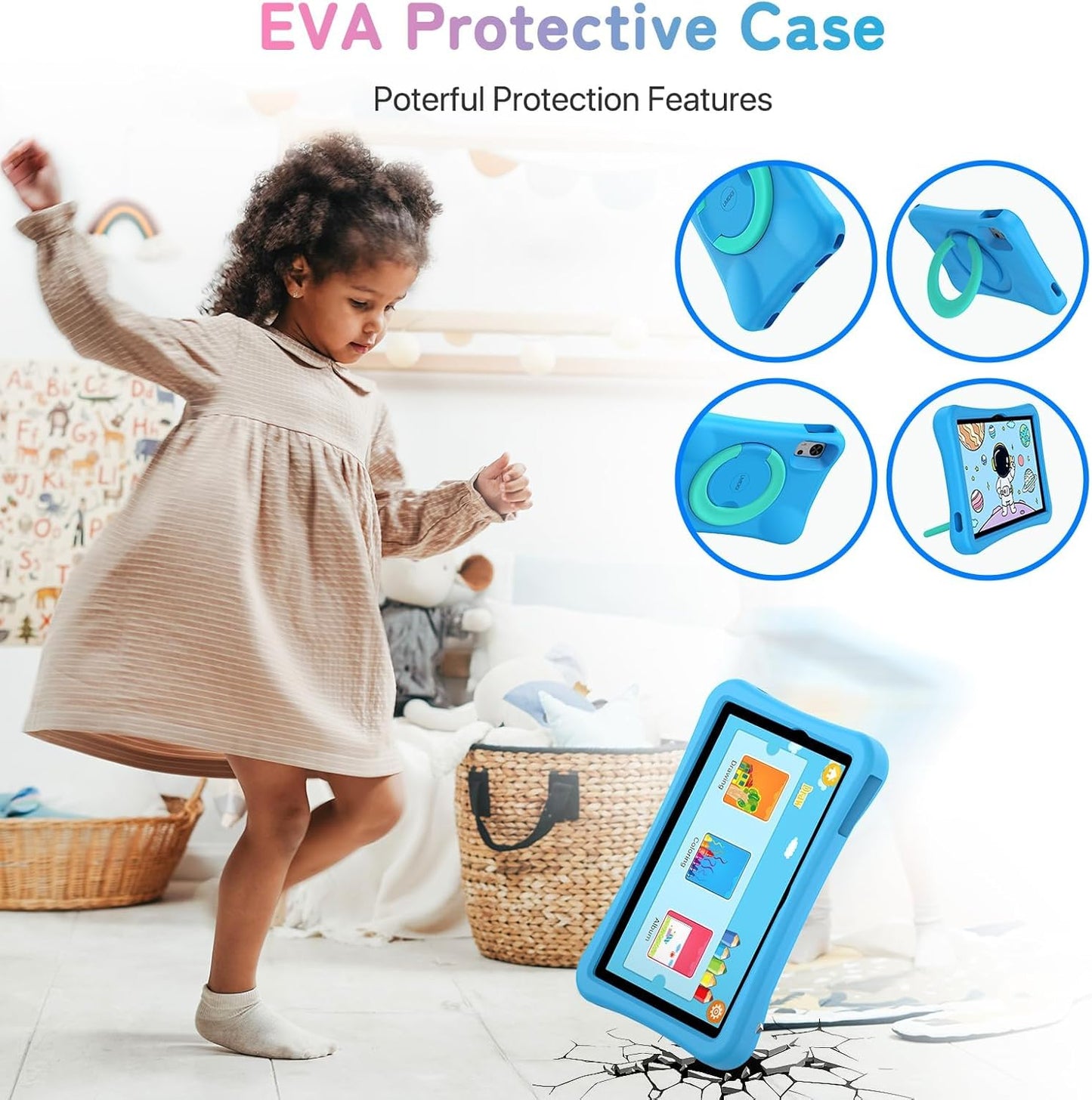 Kinder-Tablet mit Elterlicher Kontrolle, blau