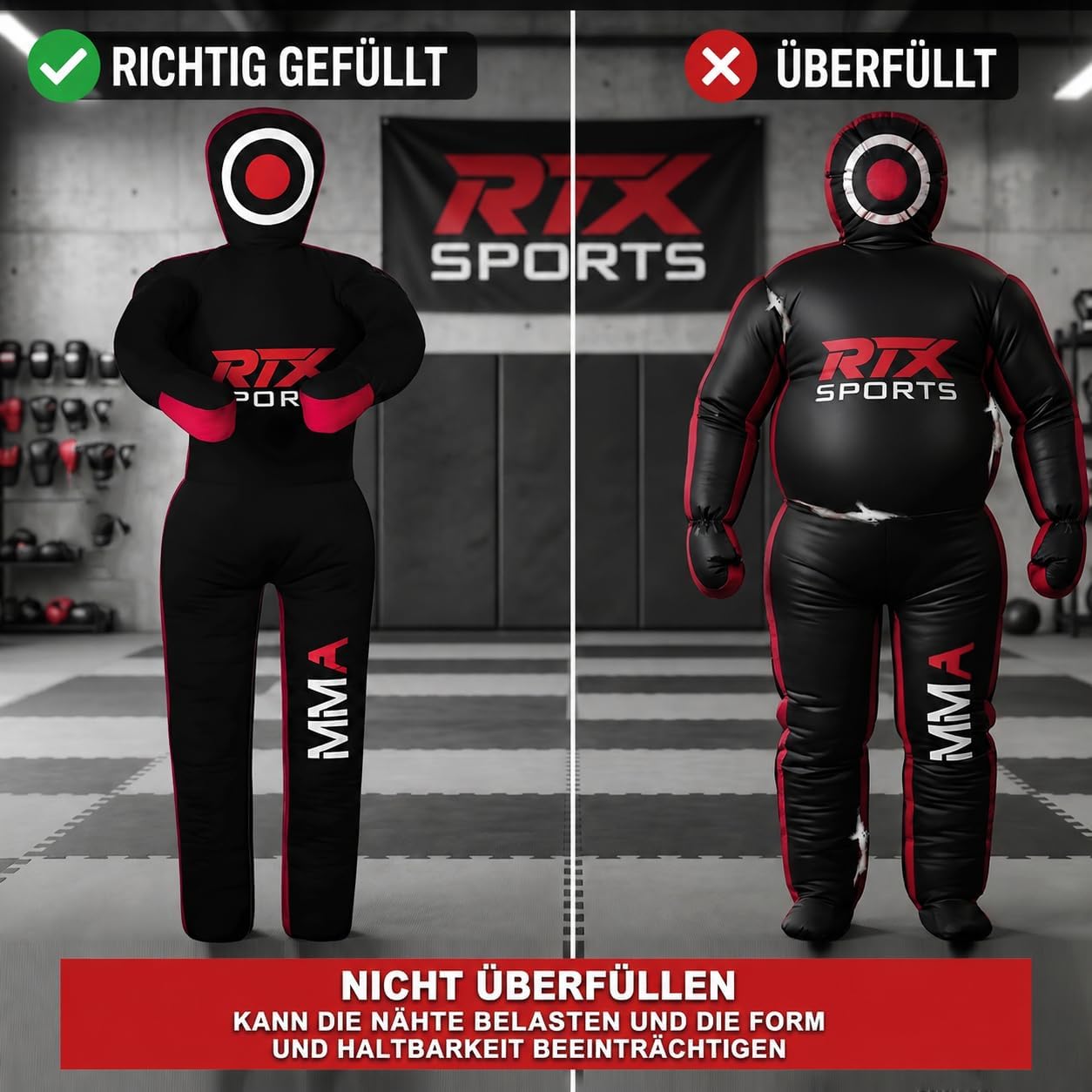 Grappling-Dummy für das Kampfsporttraining, Rot 47" - Inches