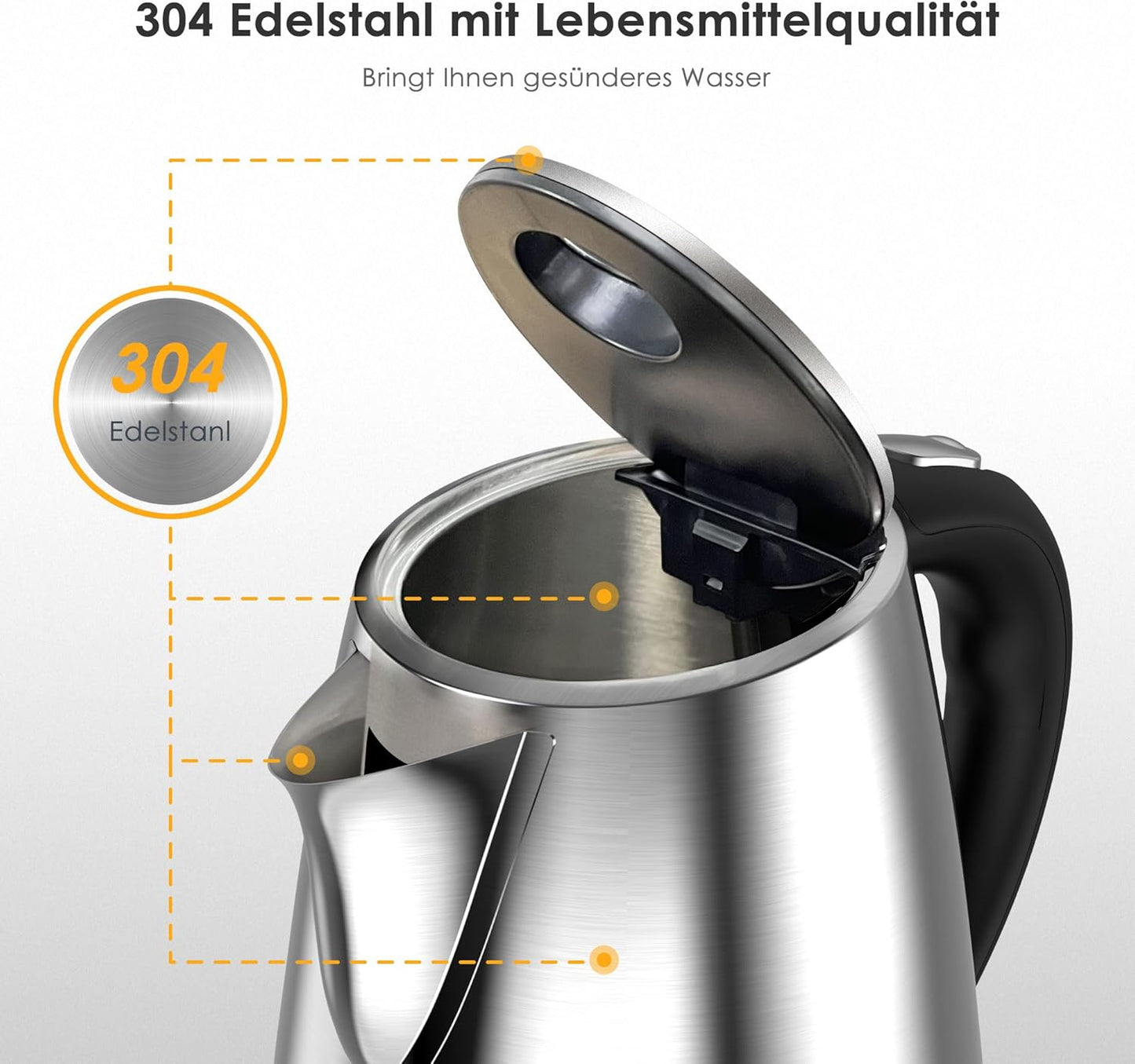 Elektrischer Wasserkocher 1,7L mit Kalkfilter