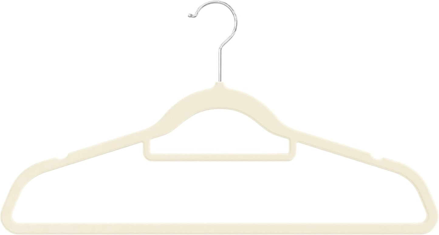 Samt Kleiderbügel-Set mit Drehhaken (50 Stück), Beige 50