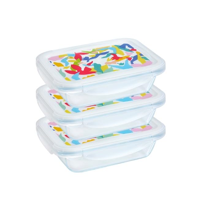 3er-Set Lunchbox Cook & Go, 3 x 0,8L - rectangle couvercle multicolore