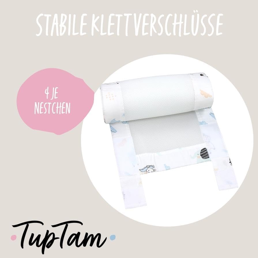 Bettumrandung 3D Mesh Schutz, ca. 128 x 30 cm (für Babybett 140x70) Blaue Tiere