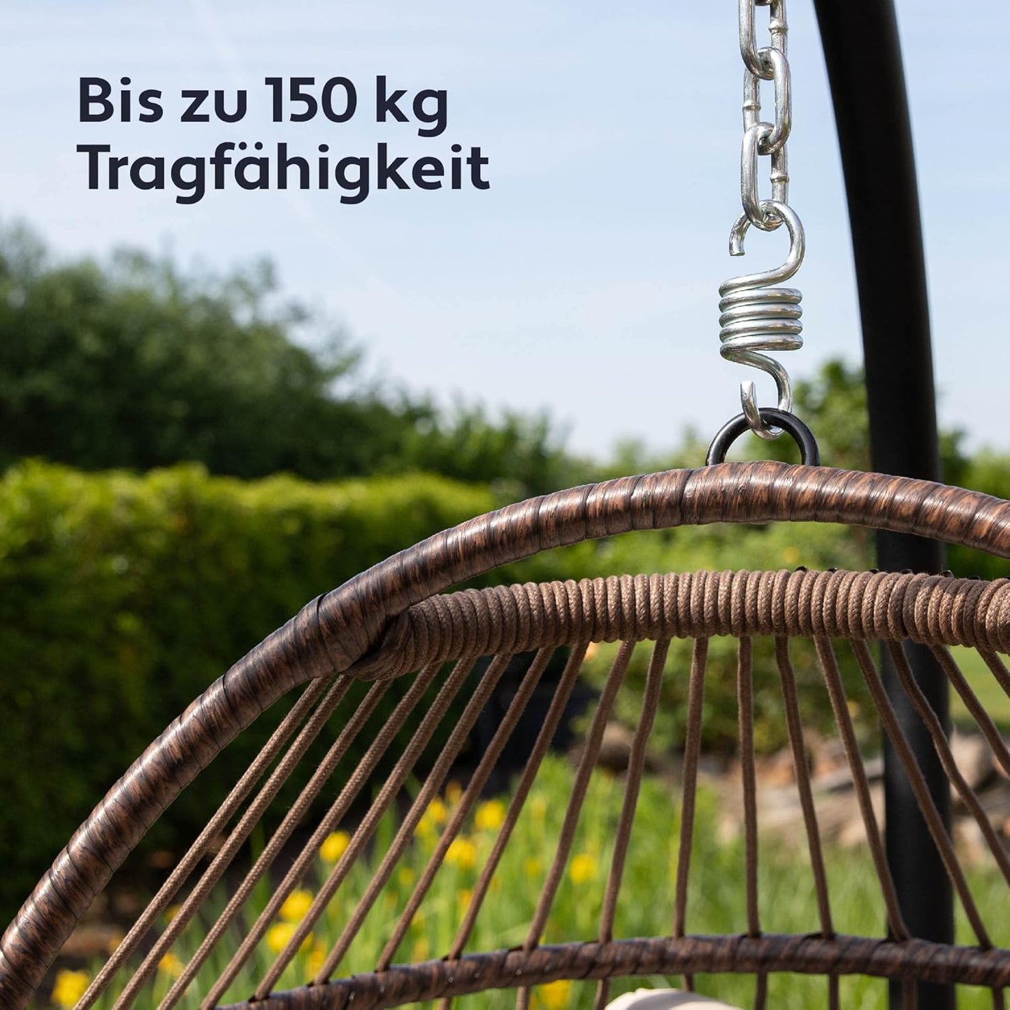Hängesessel mit Gestell für Indoor & Outdoor, Beige
