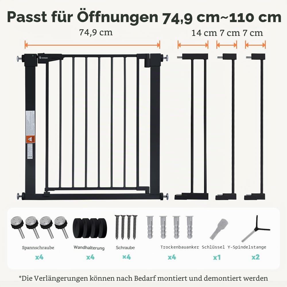 Absperrgitter für Kinder, 76cm Hoch x 110cm Breit Schwarz