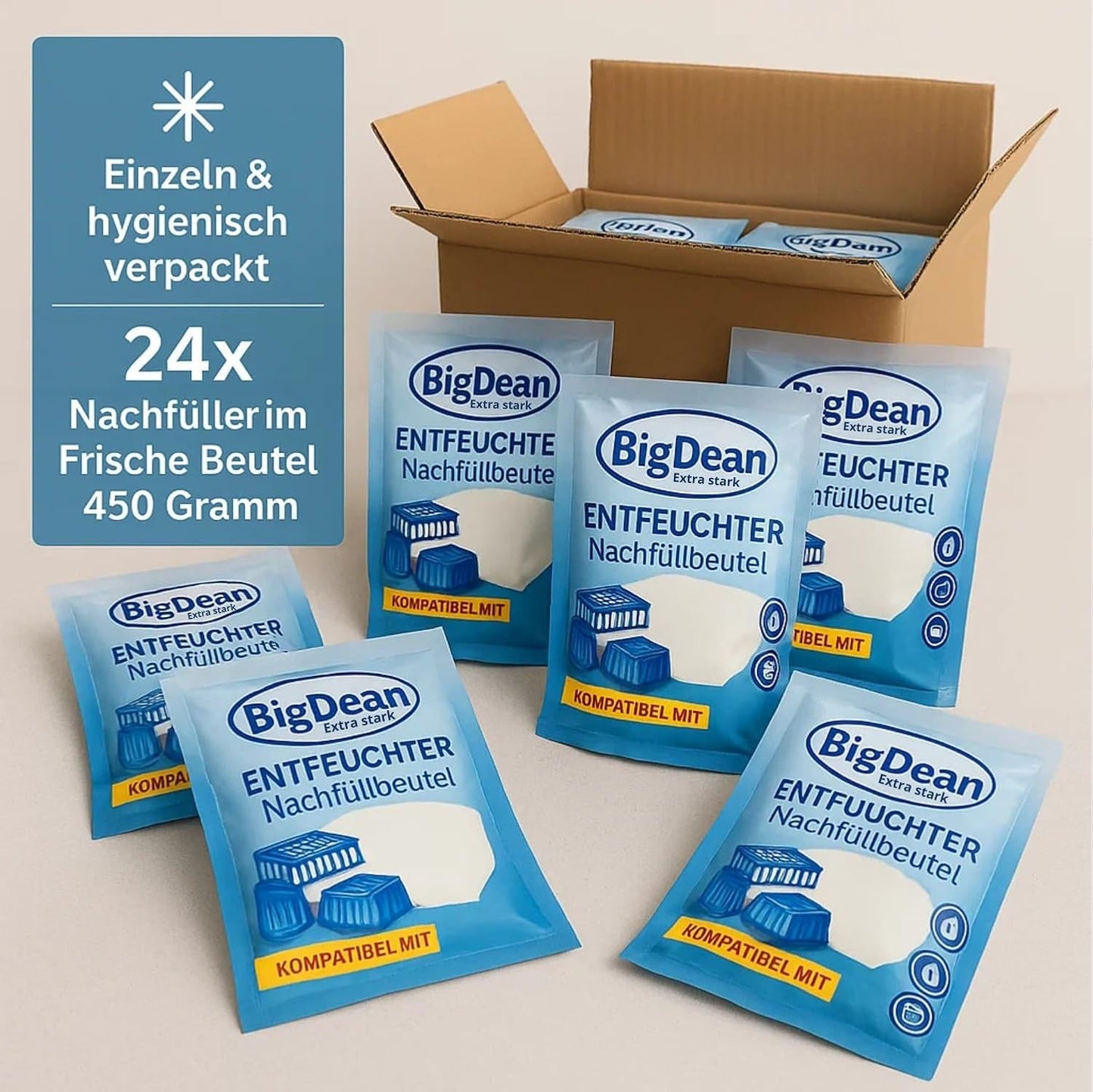 Luftentfeuchter Nachfüllpack-Set, 24x Nachfüllpack 450g