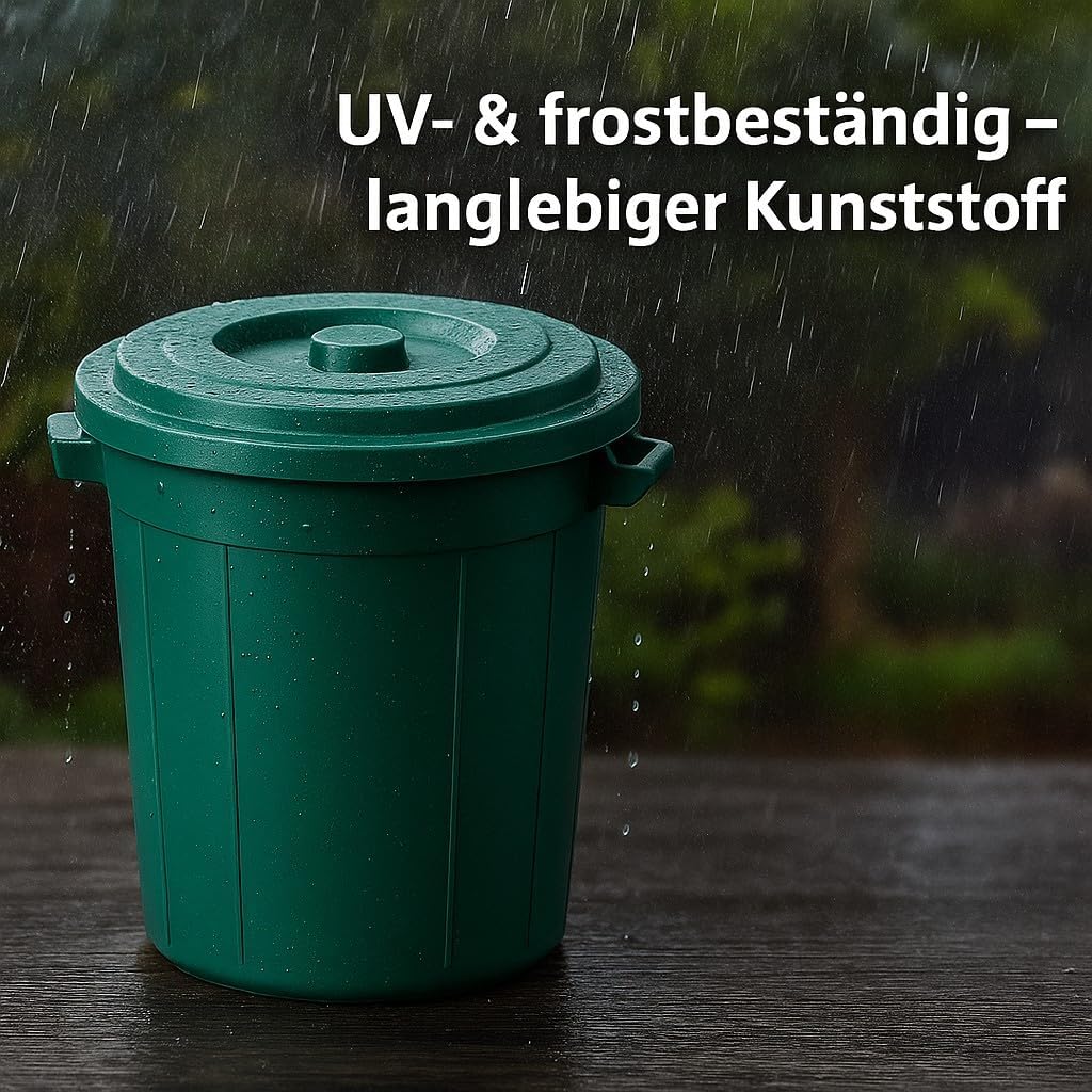 Mülltonne mit Deckel, Grün 2x50L