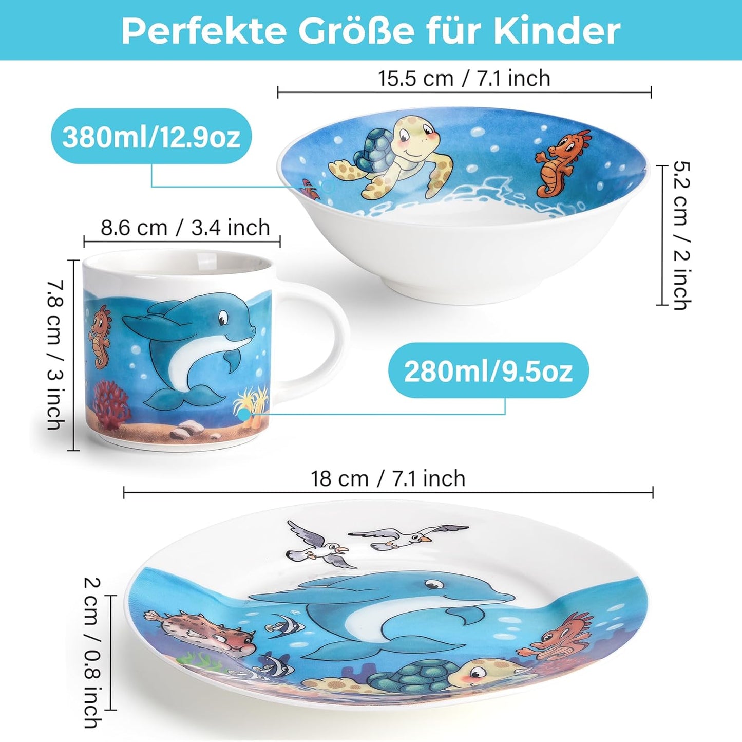 3-teiliges Kindergeschirr-Set "Ozean", Ozean