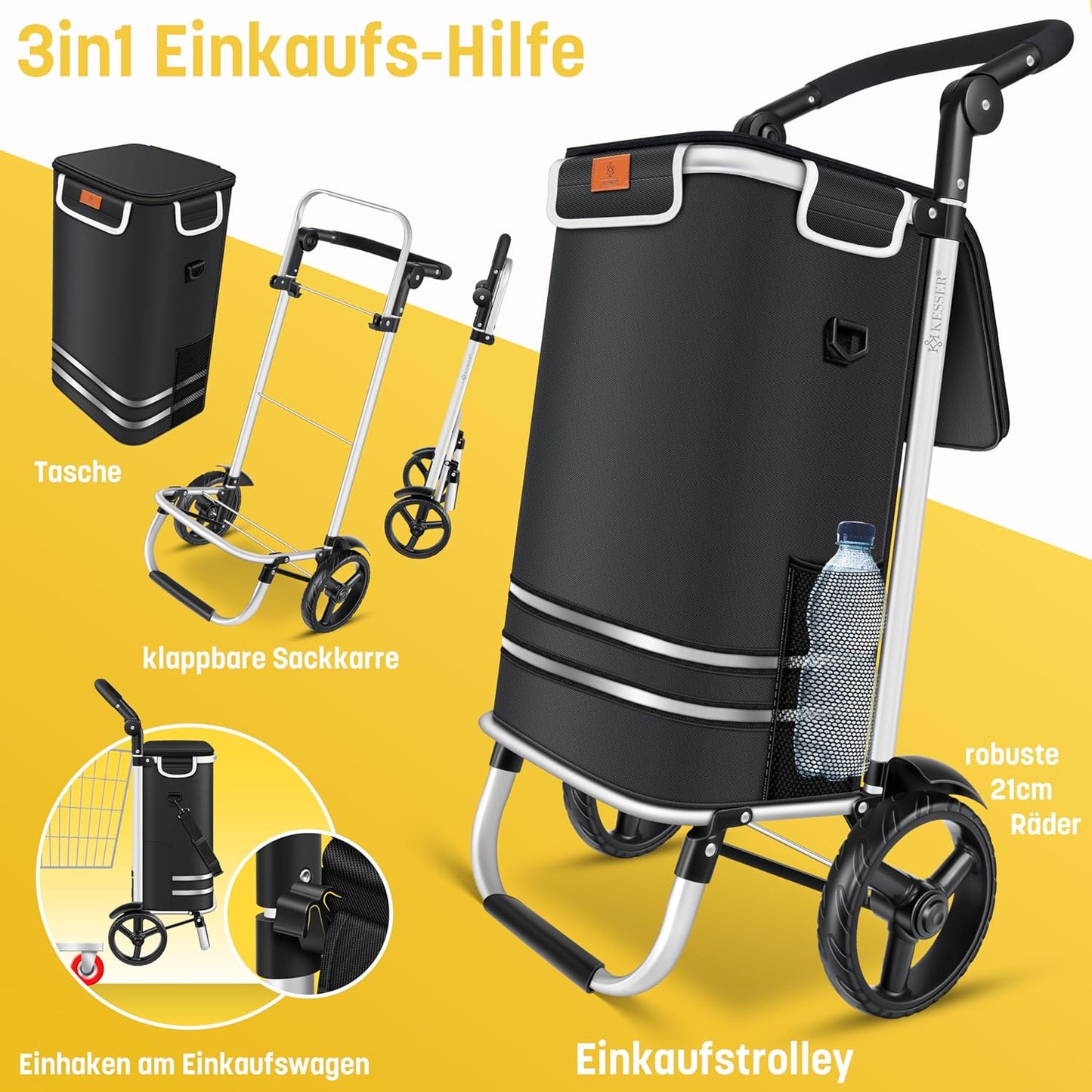 Einkaufstrolley mit Treppensteiger, Schwarz