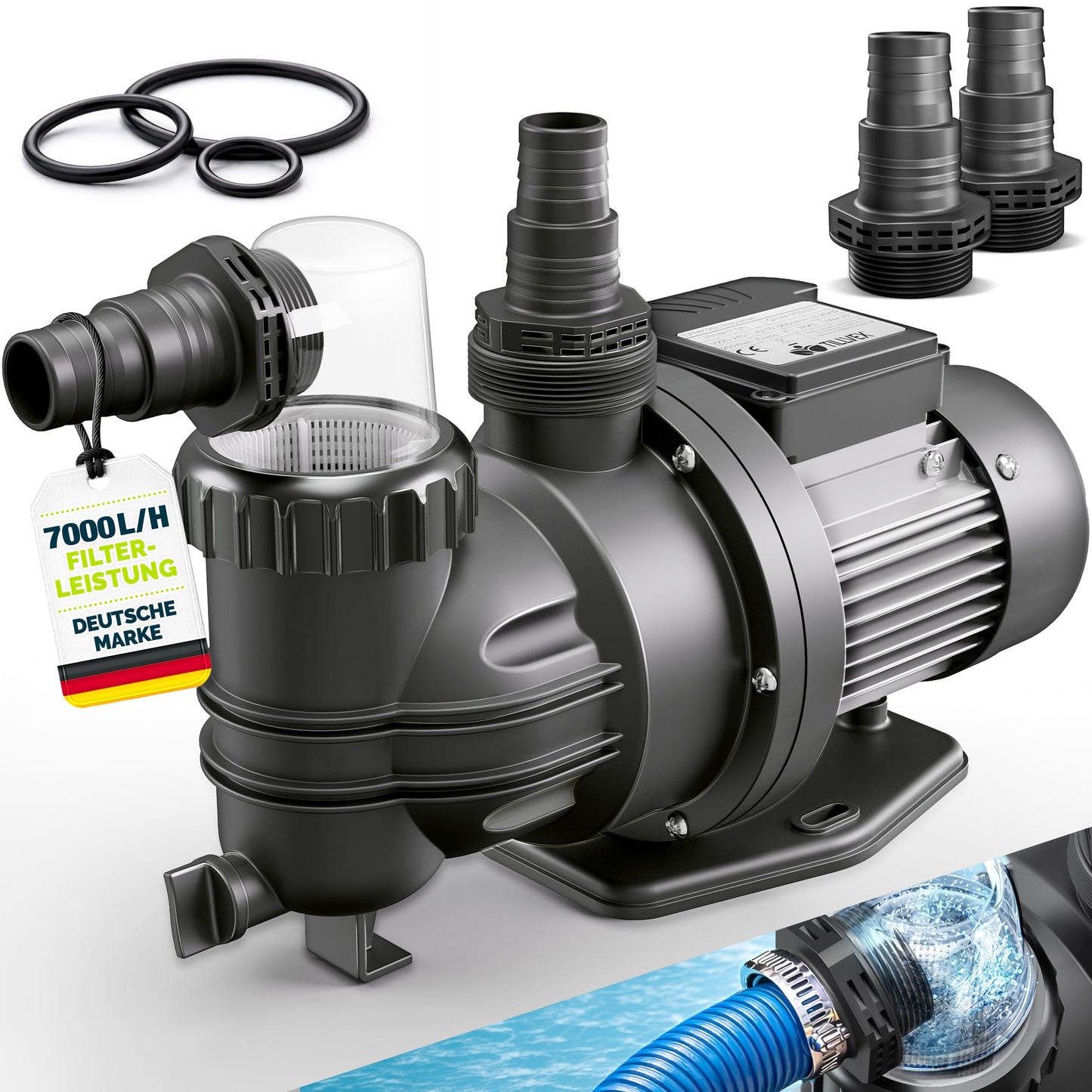 Filterpumpe für Pools bis 22m³, Ohne Timer 7.000 L/h - bis 22 m³ Pools