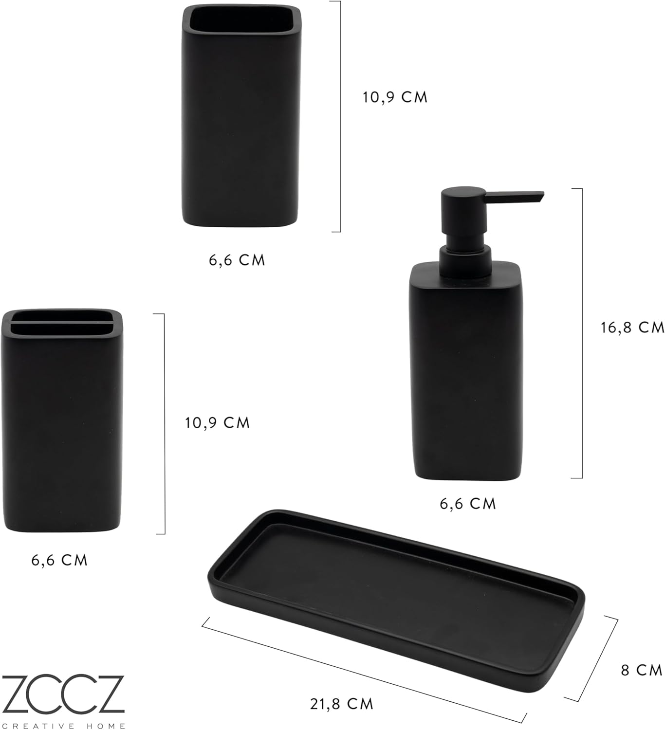 Badezimmer Organizer-Set (4-teilig), Schwarz Matte