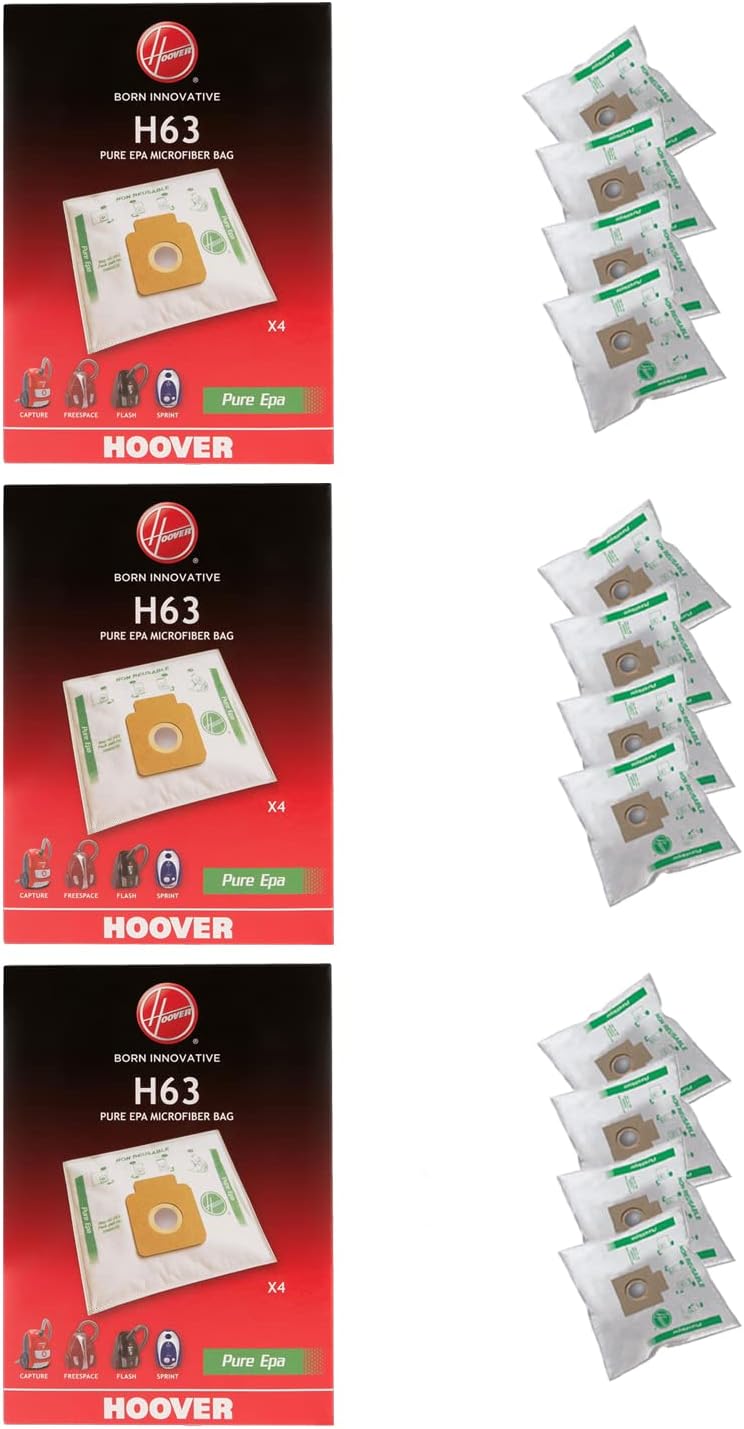 Staubsaugerbeutel-Set H63 (12 Stück), 3 Pakete