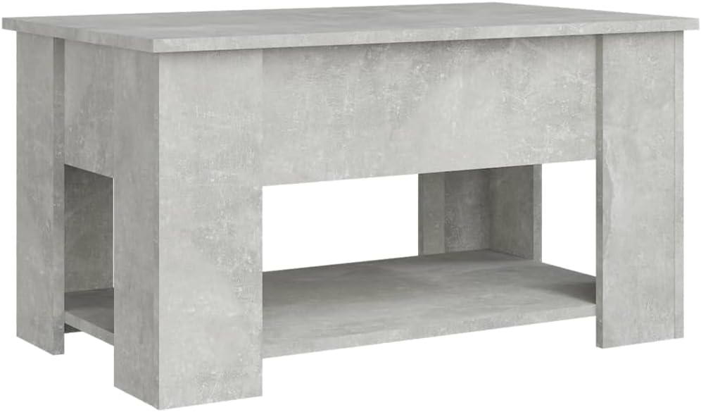 Höhenverstellbarer Couchtisch mit Stauraum, Betongrau, 79 x 49 x 42.5 cm