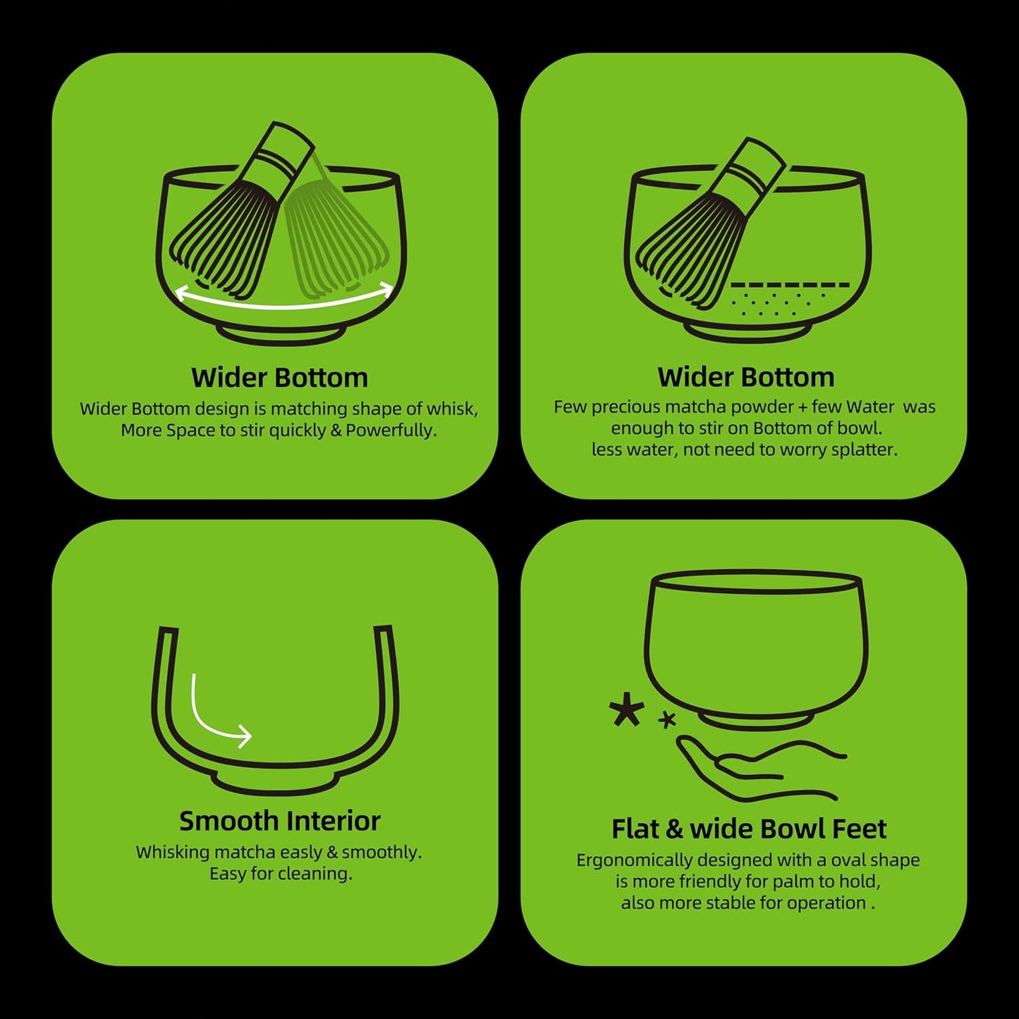 Matcha-Schale mit Schneebesenhalter, Junware-grün