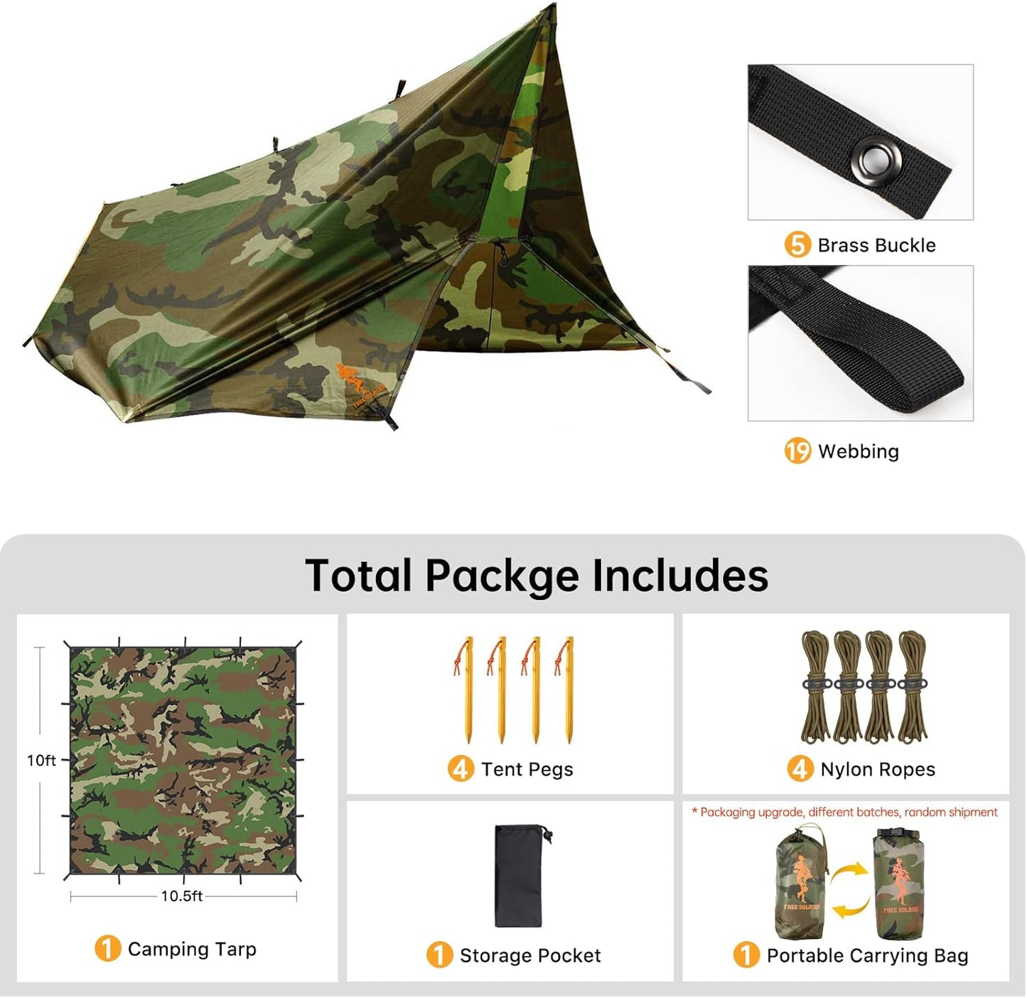 Wasserdichtes Tarp, Camouflage mit Nägeln