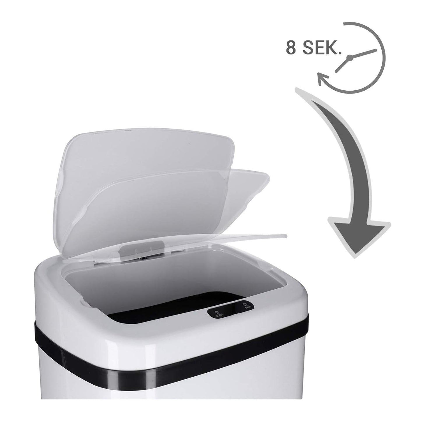 Automatischer Sensor-Mülleimer, 40 Liter|Weiss - Rechteckig