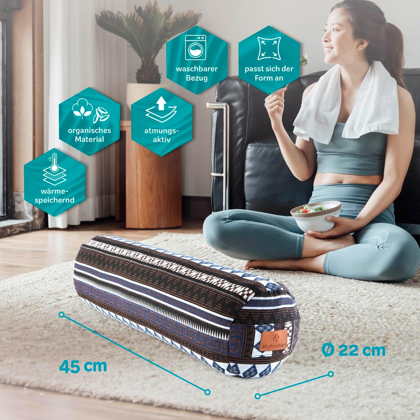 Yogabolster mit Bio-Füllung, Dinkelspelz Style 11