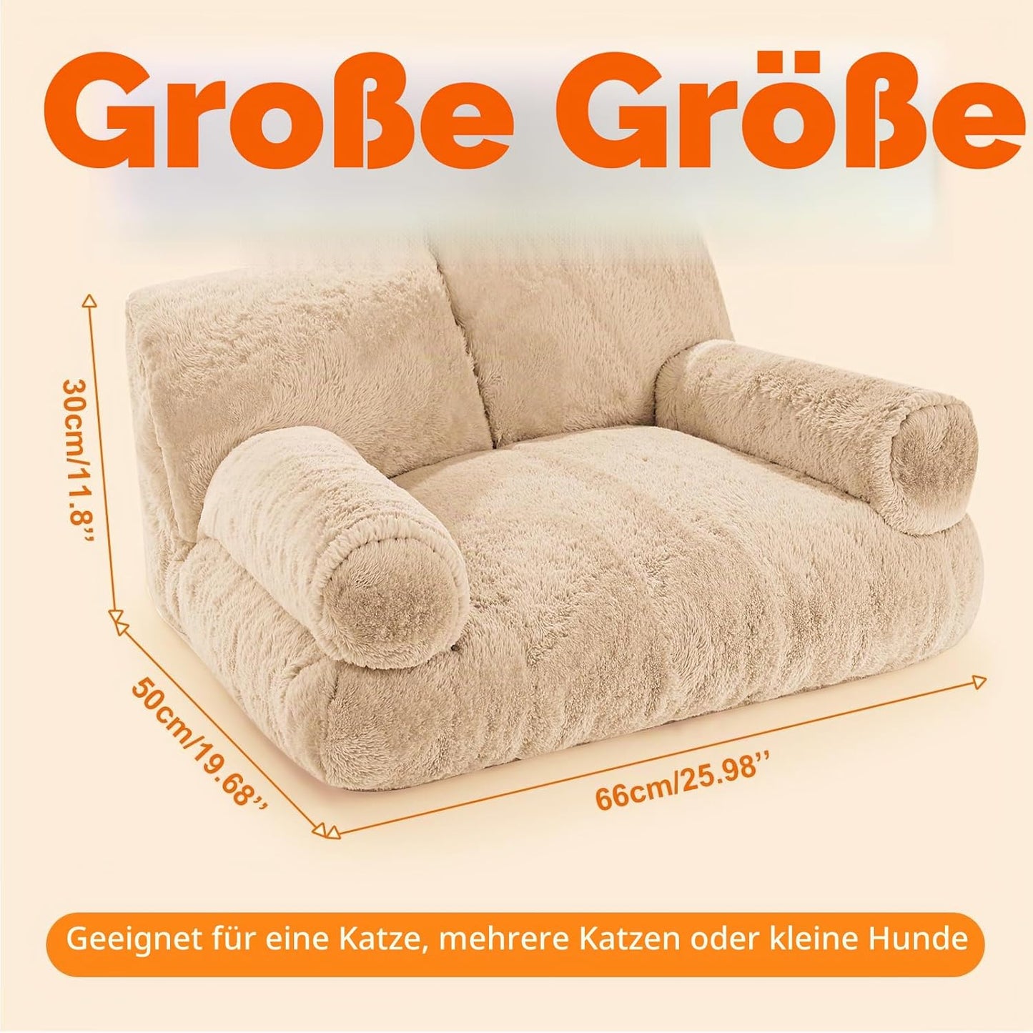Orthopädisches Katzensofa mit abnehmbarem Bezug, Tea Milk Color 1