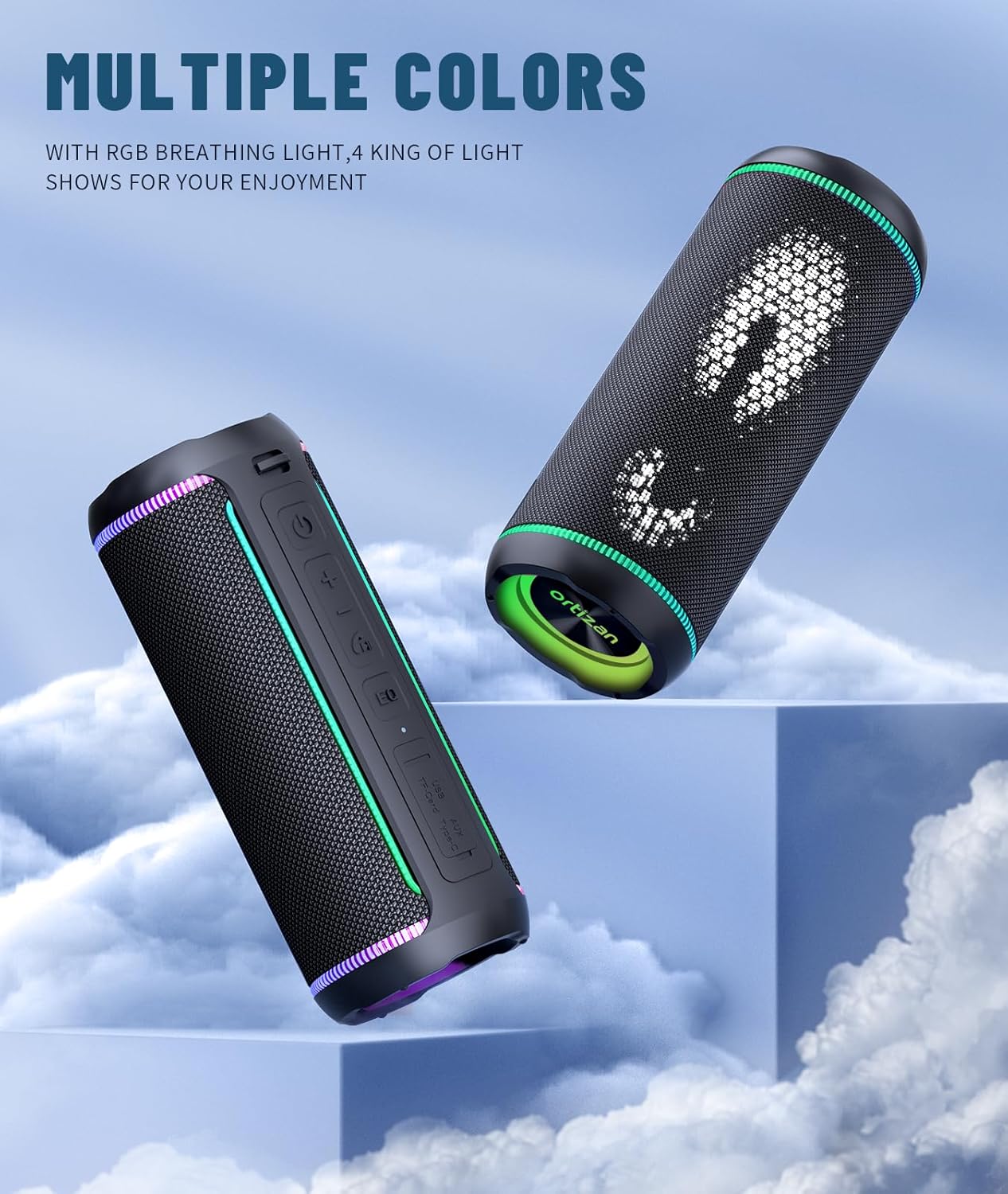 X30 Bluetooth Lautsprecher mit LED-Licht, 30h Spielzeit, schwarz
