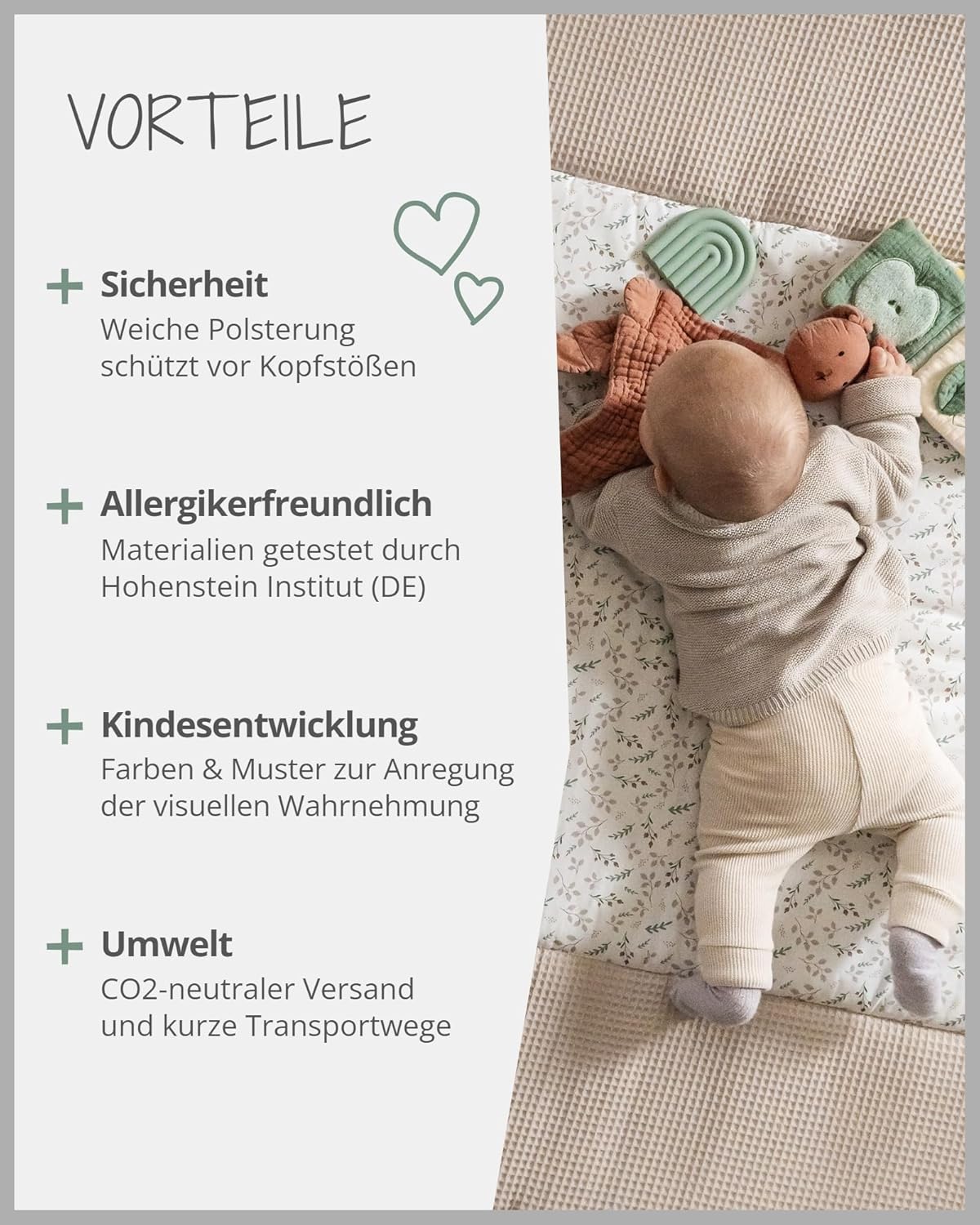 Baby Krabbeldecke 120x120 cm, Floral-sand