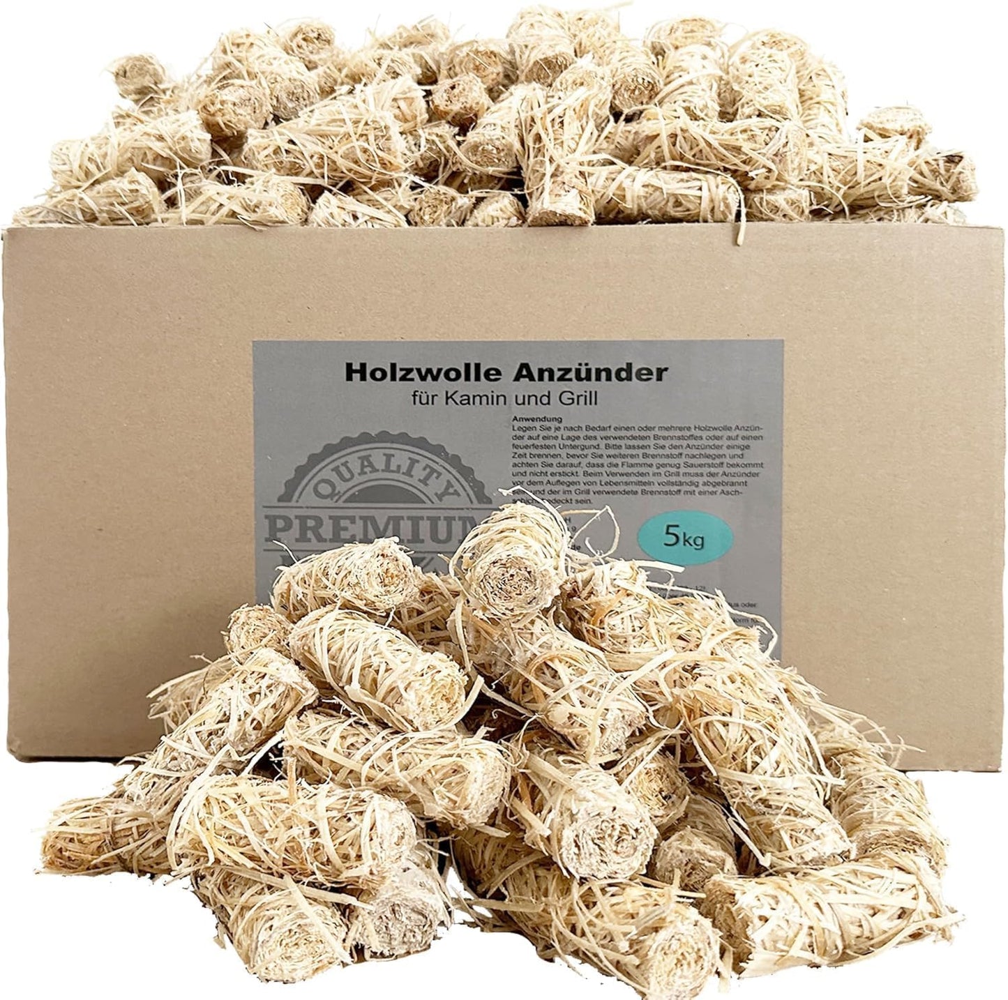 Bio-Kamin- und Grill-Anzündwolle, 5,0 kg (400 Anzünder)