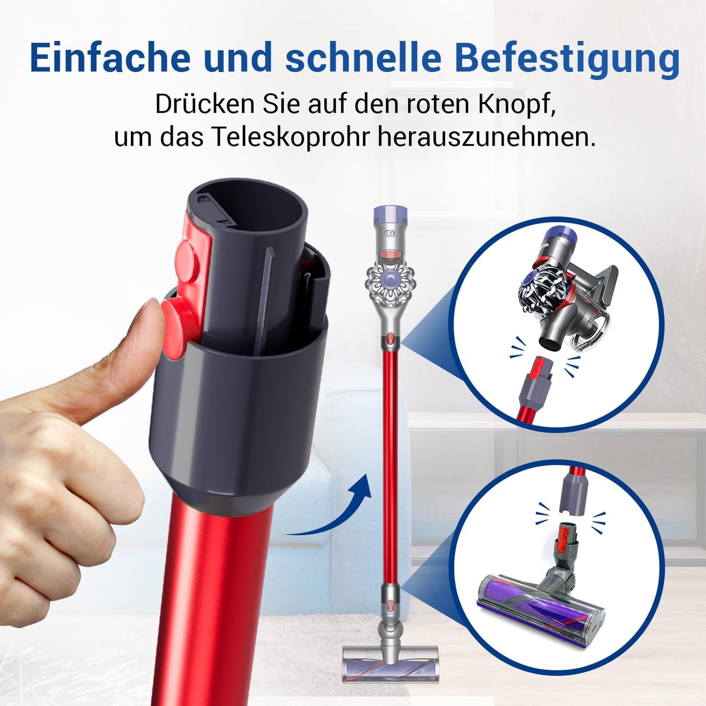 Staubsauger-Verlängerungsrohr für Dyson V-Serie, Rot