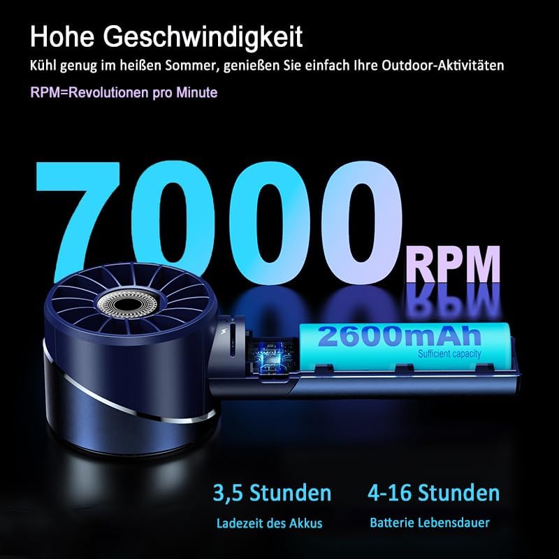 Akku-Handventilator, Blau
