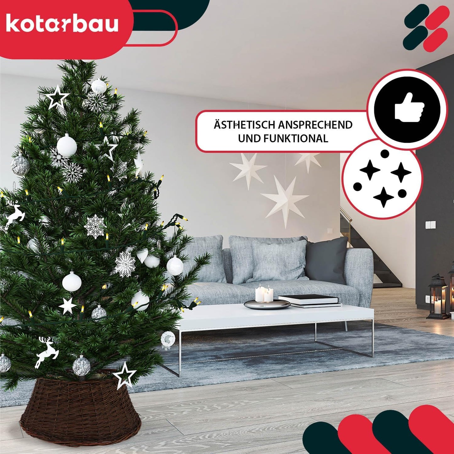 Weihnachtsbaum-Rock aus Weide, Dunkel Braun Ø 60 cm