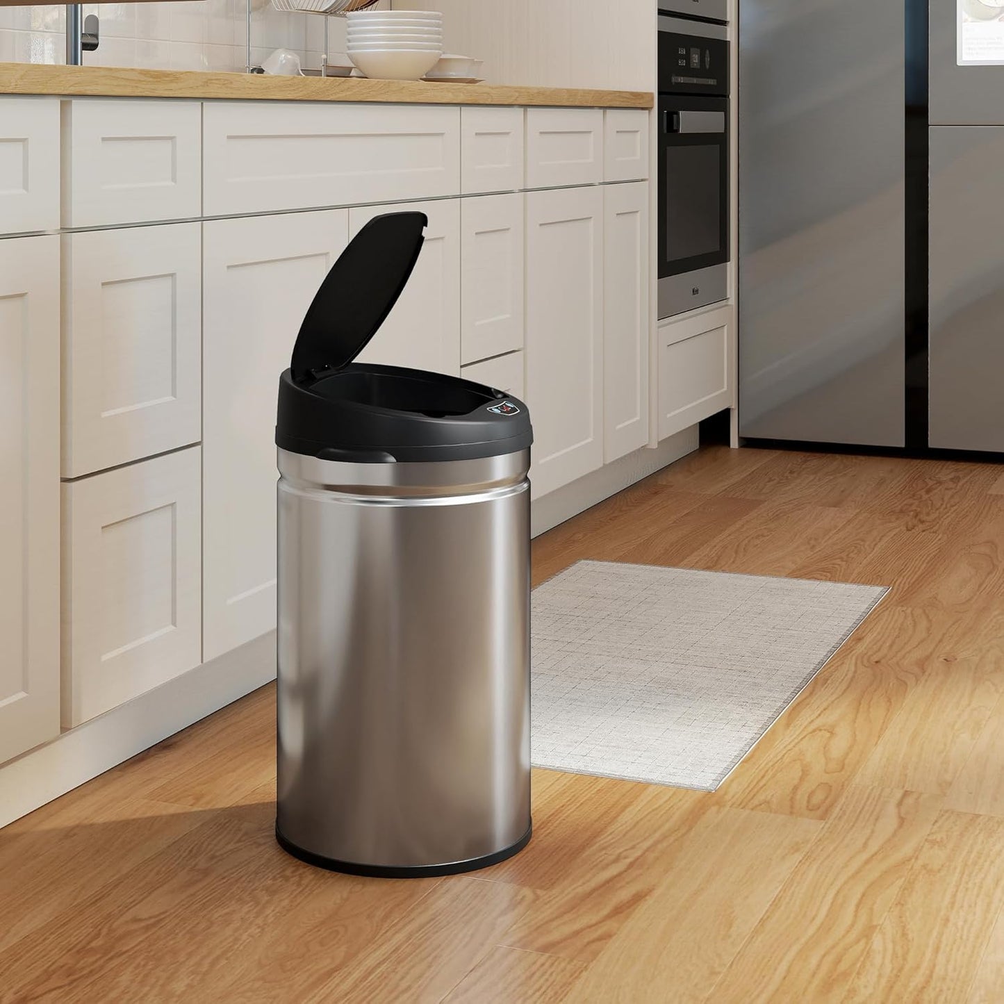Automatischer Mülleimer mit Sensor, 30L Edelstahl, 30 L Silber
