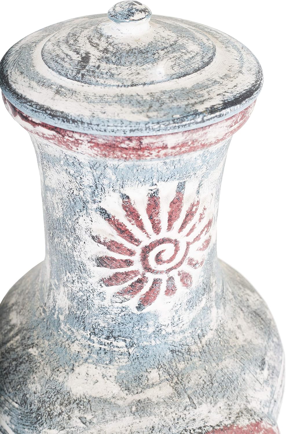 Traditioneller Swirl Clay Chimenea mit Regenabdeckung, Swirl