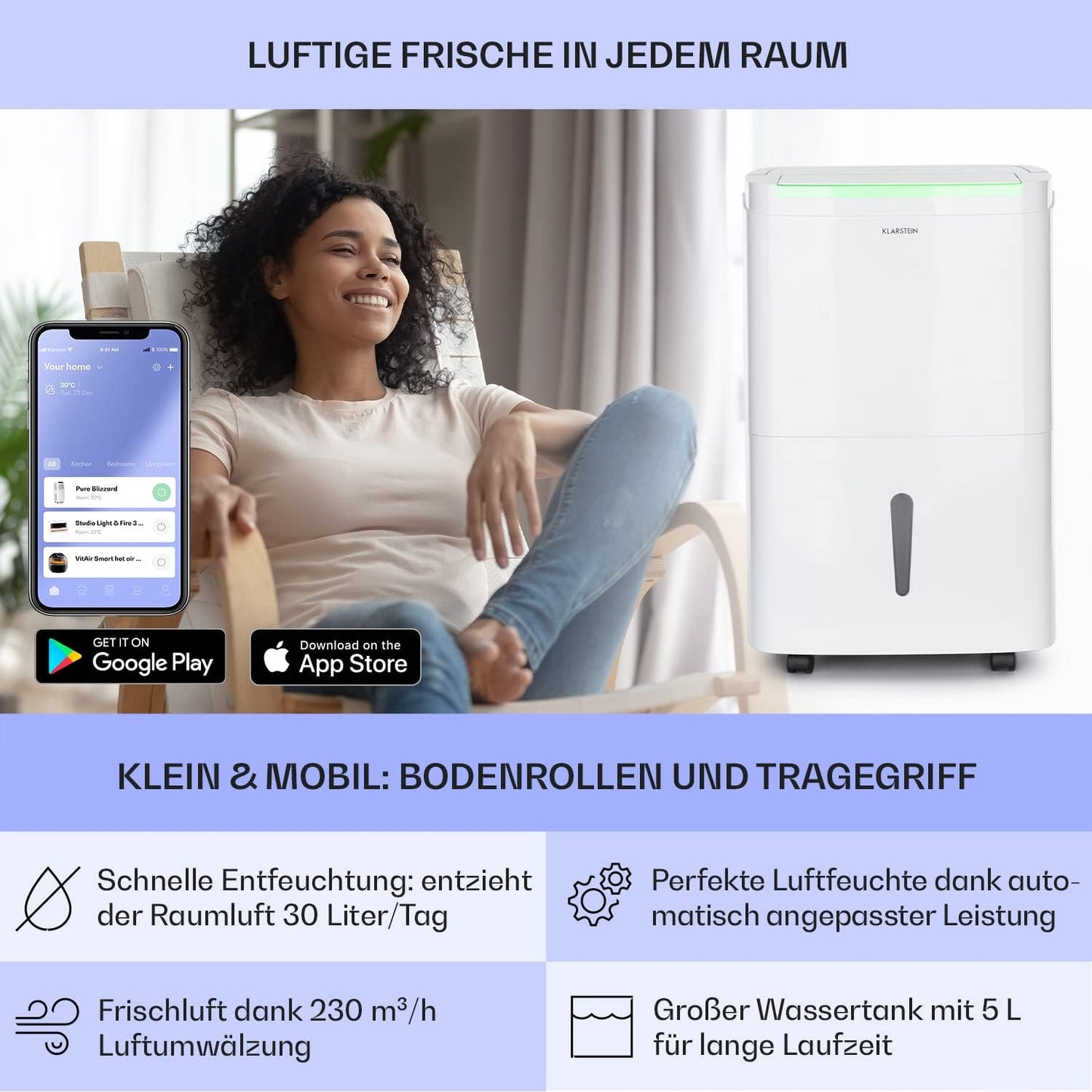 DryFy Connect 30 Luftentfeuchter, 30 L, Weiss