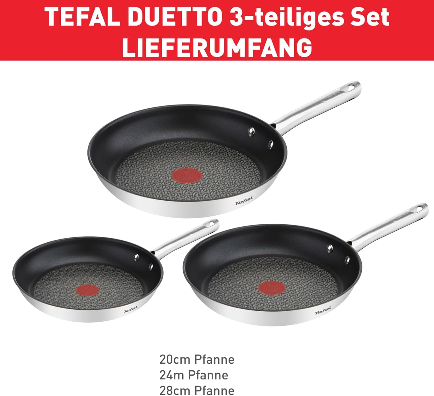 3-teiliges Pfannenset Duetto, 51,5 x 35,5 x 18 cm