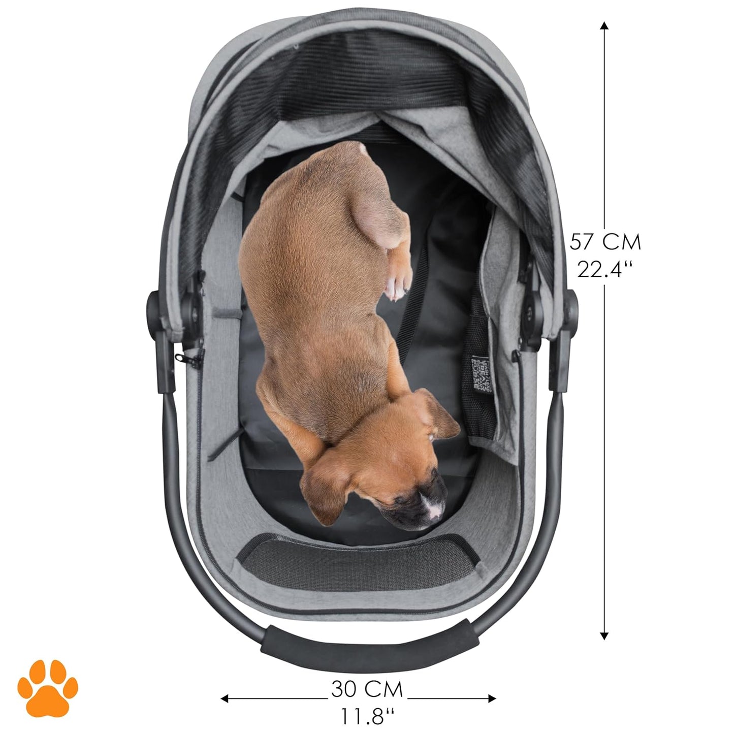 CECE - 2 in 1 Hundebuggy und Transportbox für Hunde, Grau